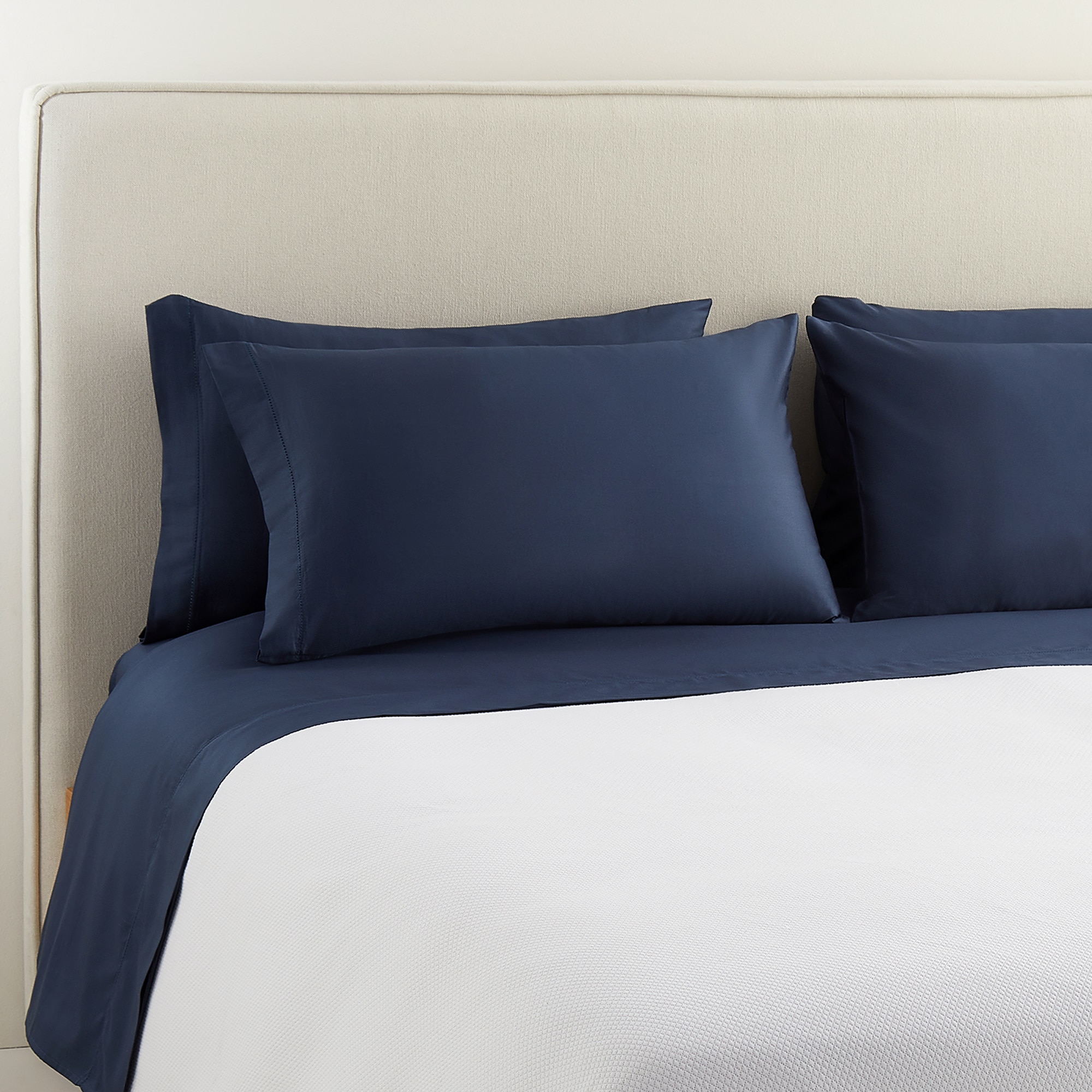 Sábana encimera Algodón Saten 300 hilos El Corte Inglés - Azul marino Cama 200 cm Azul marino-1