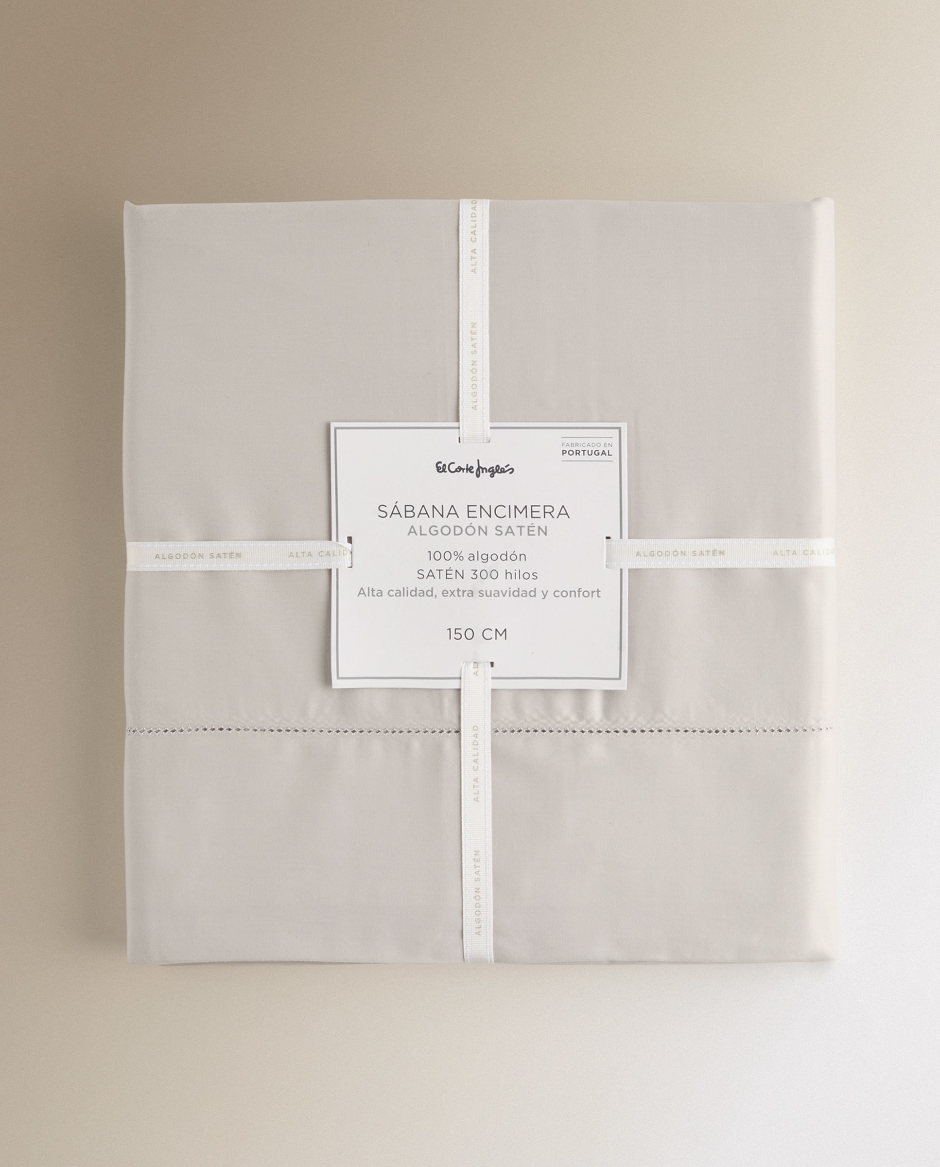 Sábana encimera Algodón Saten 300 hilos El Corte Inglés - Plata Cama 90 cm Plata-6