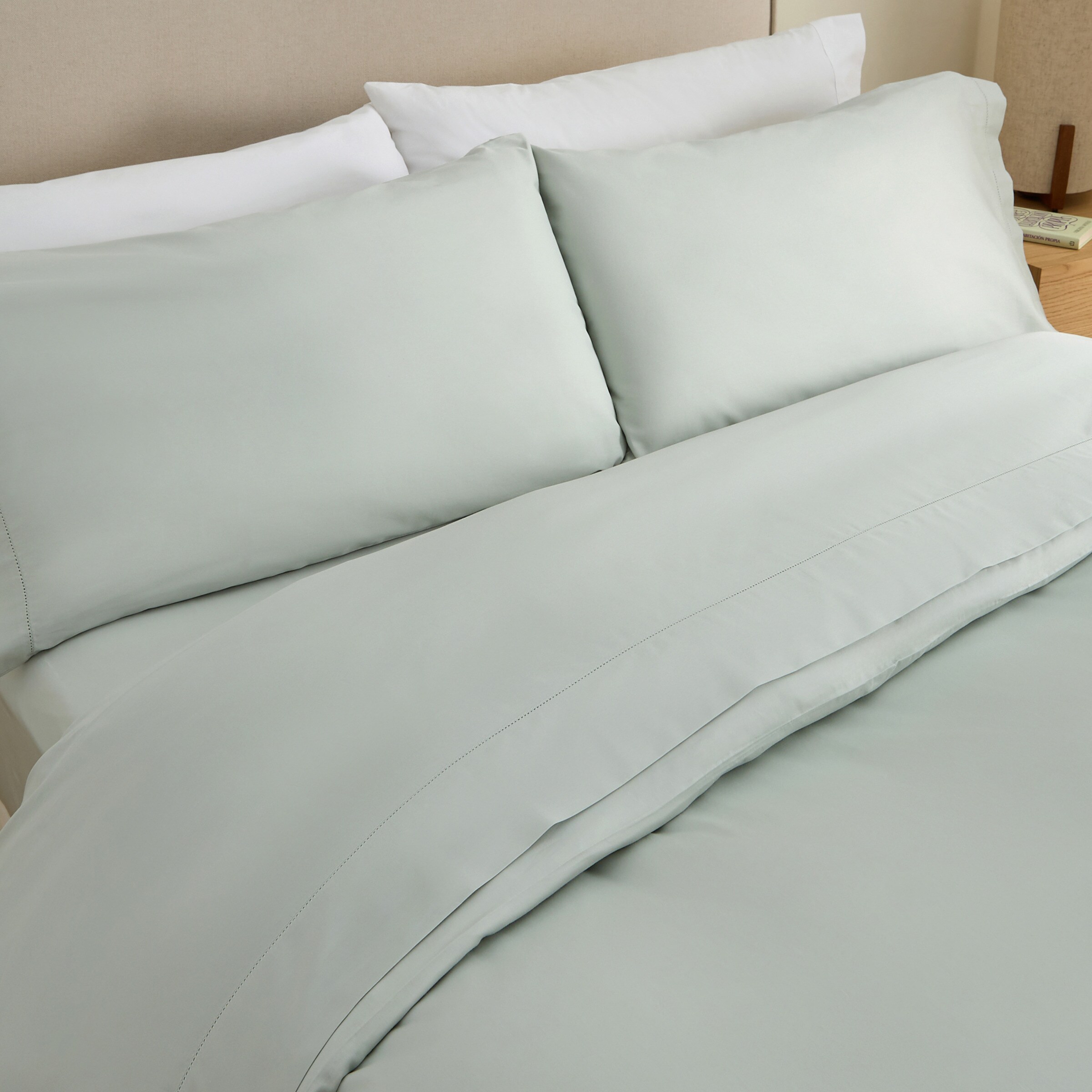 Sábana encimera Algodón Saten 300 hilos El Corte Inglés - Verde Agua Cama 90 cm Verde Agua-4
