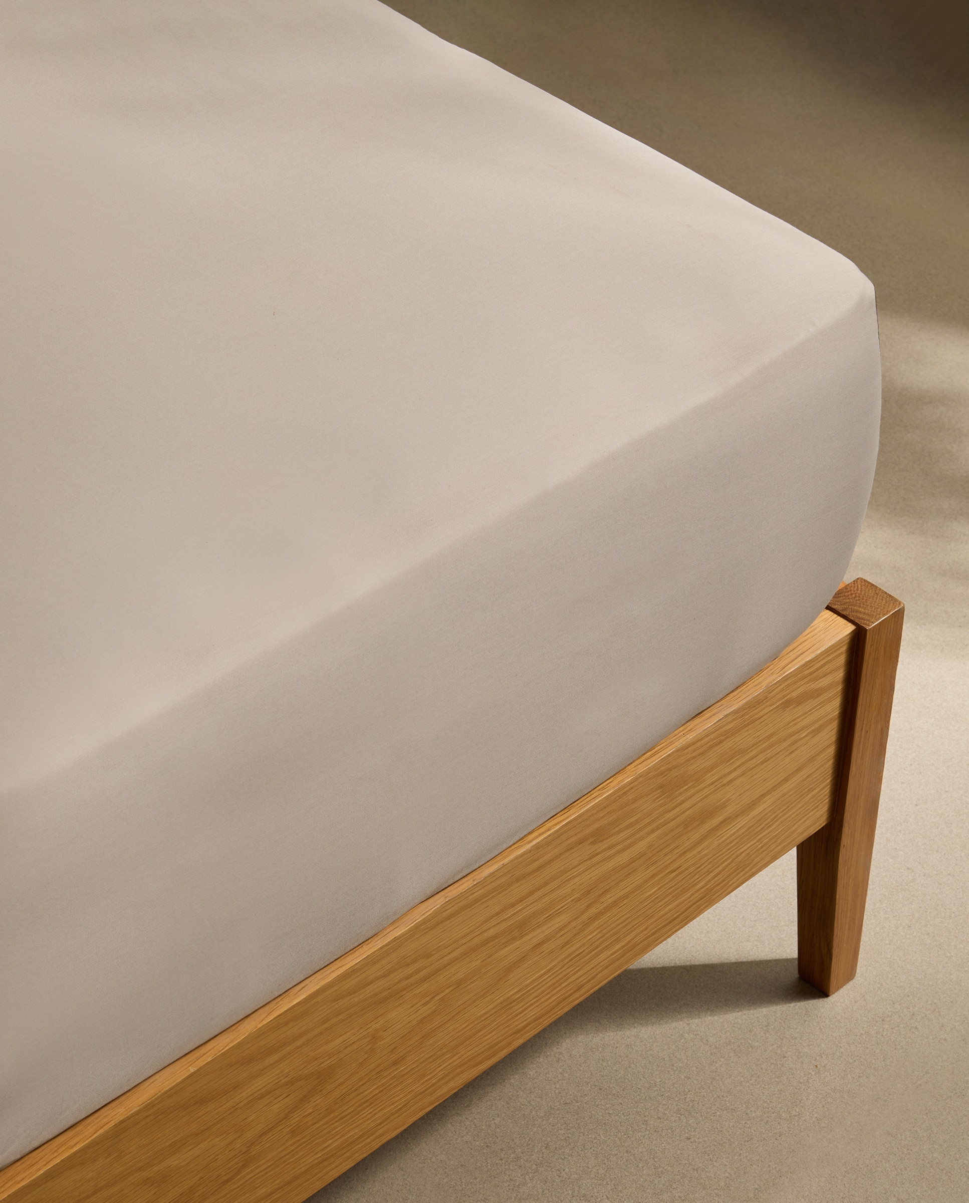 Sábana bajera ajustable Algodón Satén 300 hilos platabanda 35 cm El Corte Inglés - Gris Cama 90 cm Gris-2