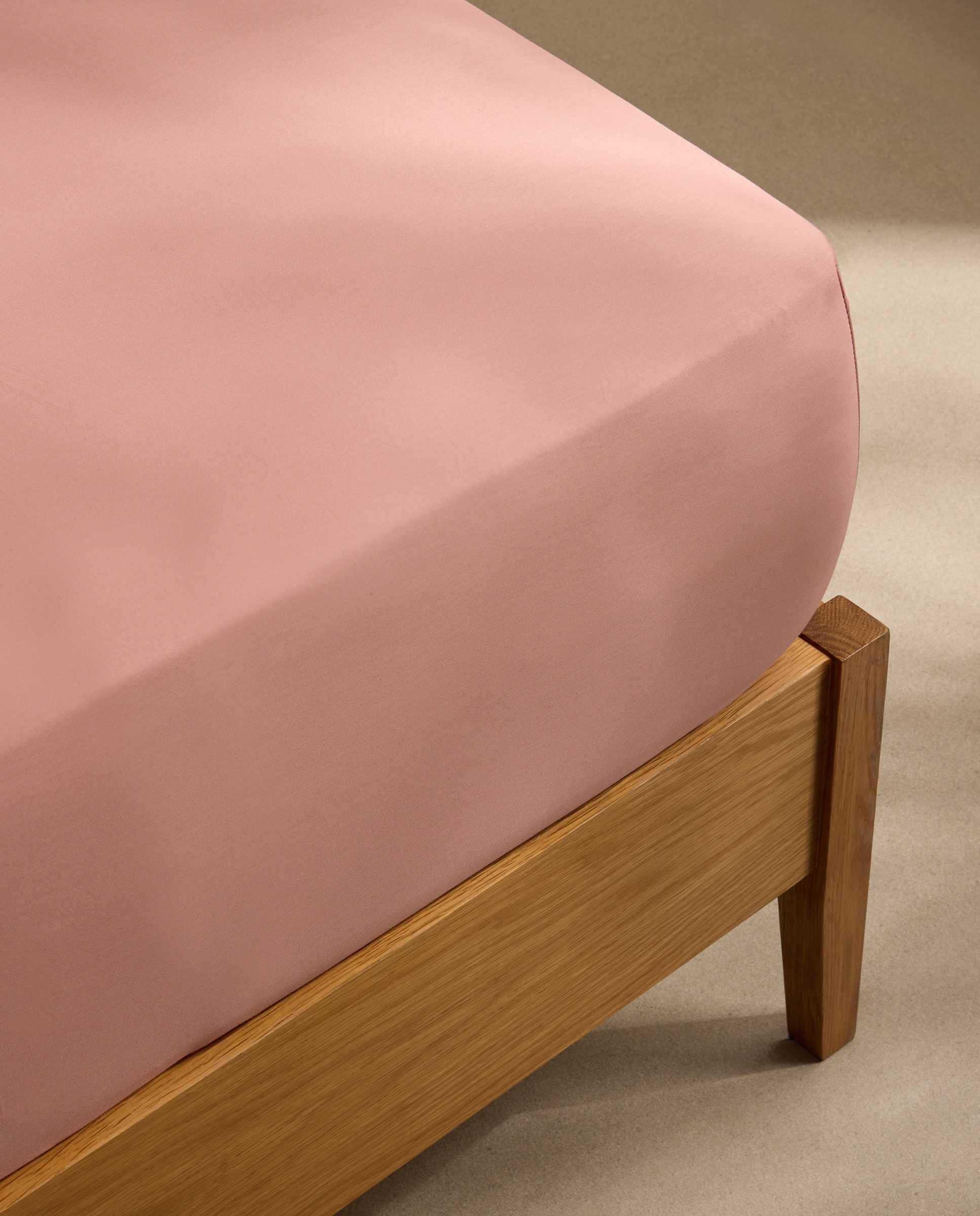 Sábana bajera ajustable Algodón Satén 300 hilos platabanda 35 cm El Corte Inglés - Rosa Cama 135 cm Rosa-2