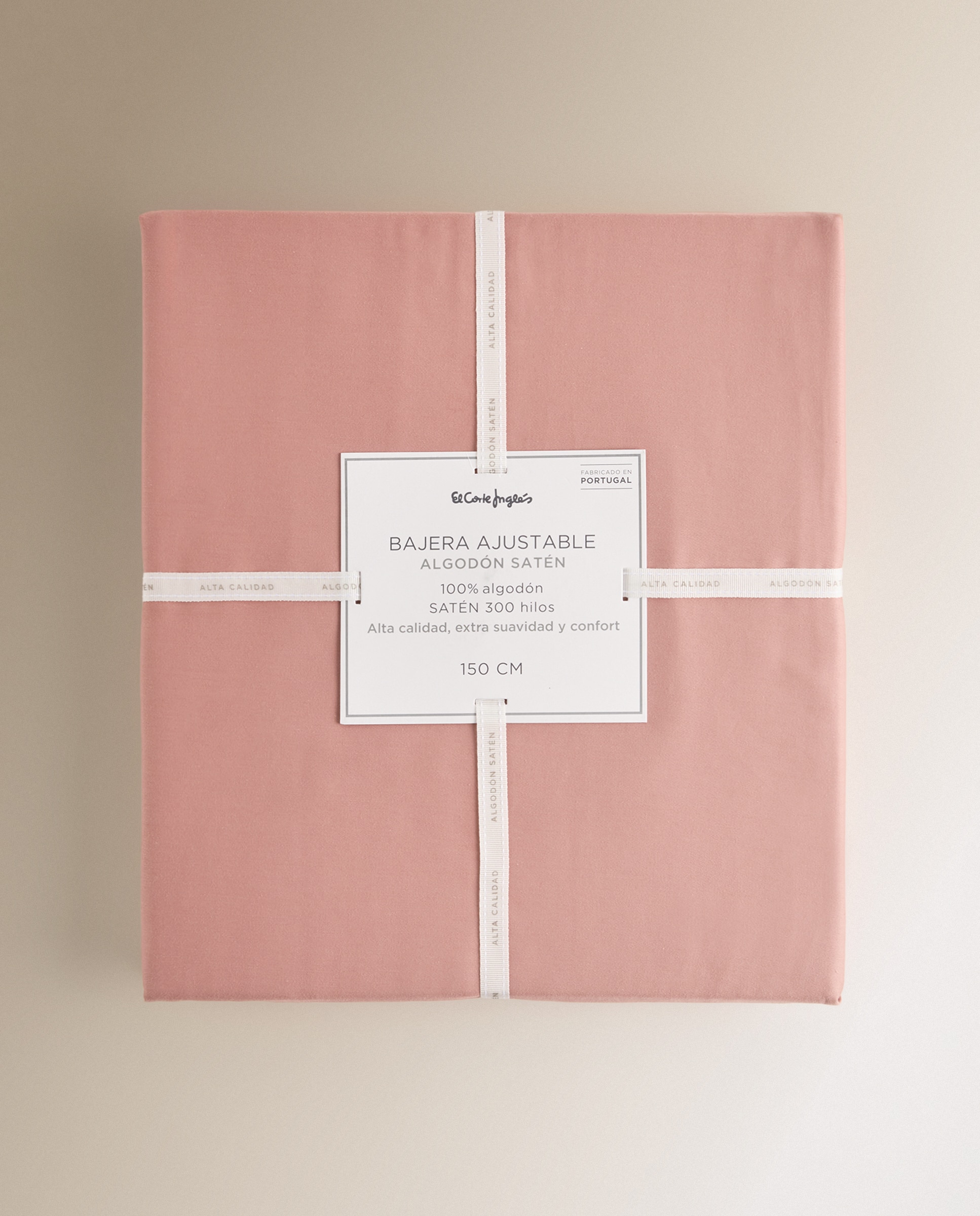 Sábana bajera ajustable Algodón Satén 300 hilos platabanda 35 cm El Corte Inglés - Rosa Cama 135 cm Rosa-6