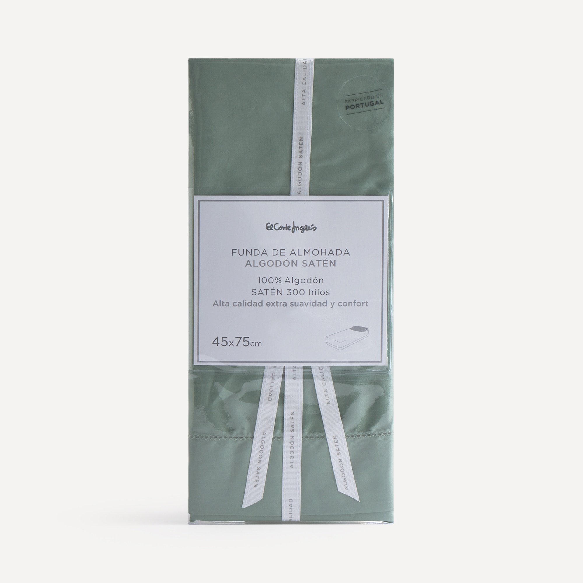 Juego de 2 fundas de almohada Algodón Satén 300 hilos El Corte Inglés - Verde Set de 2 fundas 45 x 75 cm Verde-4