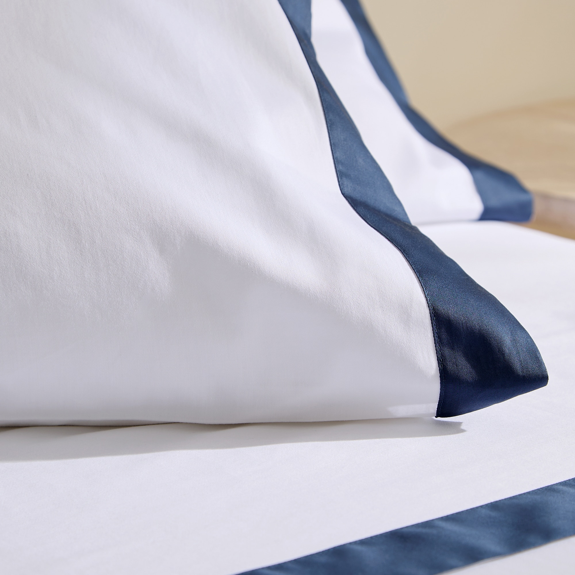 Funda de almohada algodón satén Avenue - Azul marino Set de 2 fundas 45 x 75 cm Azul marino-3