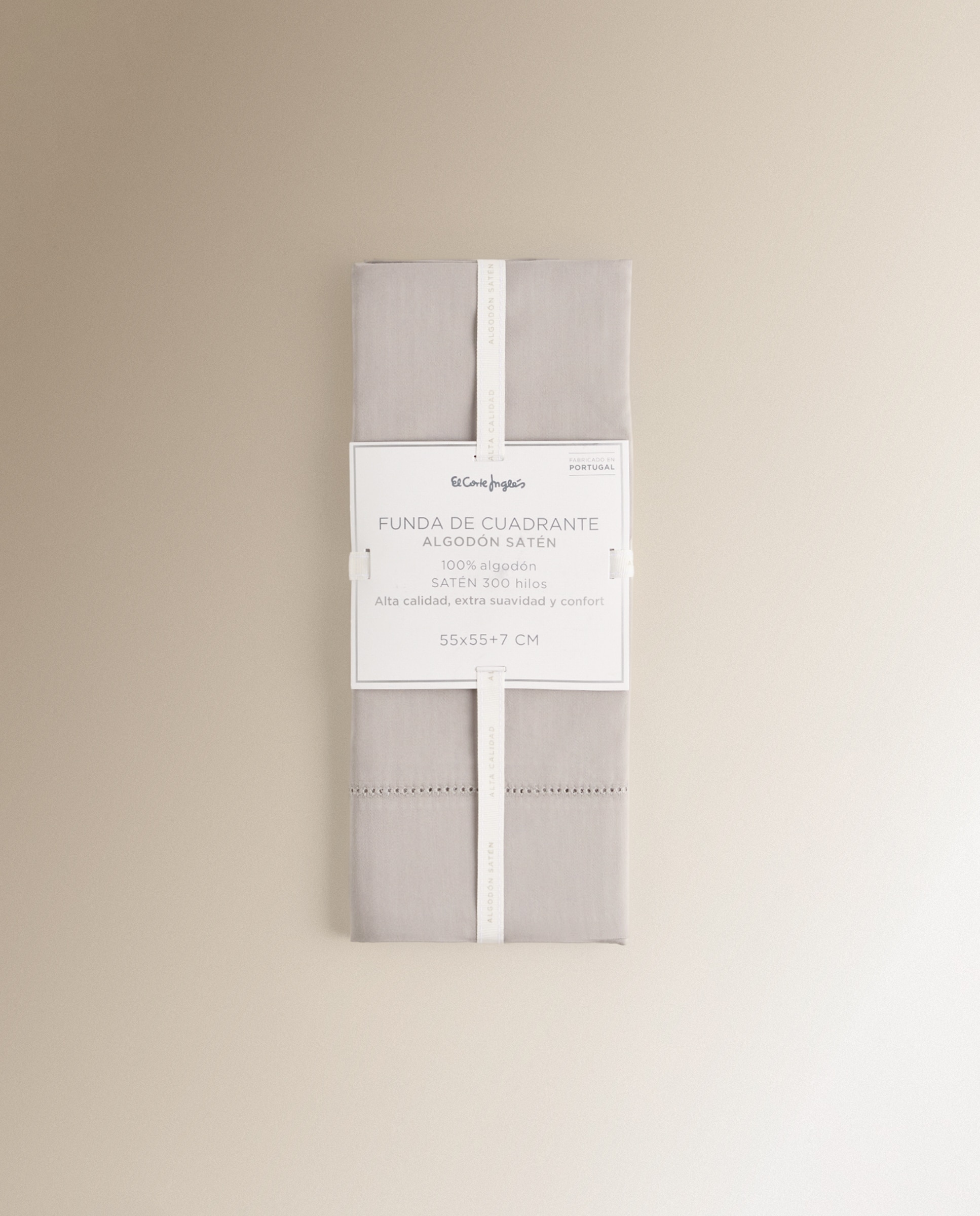 Imagen 5 de Funda de cuadrante Algodón Satén 300 hilos - Gris 60 x 60 cm Gris