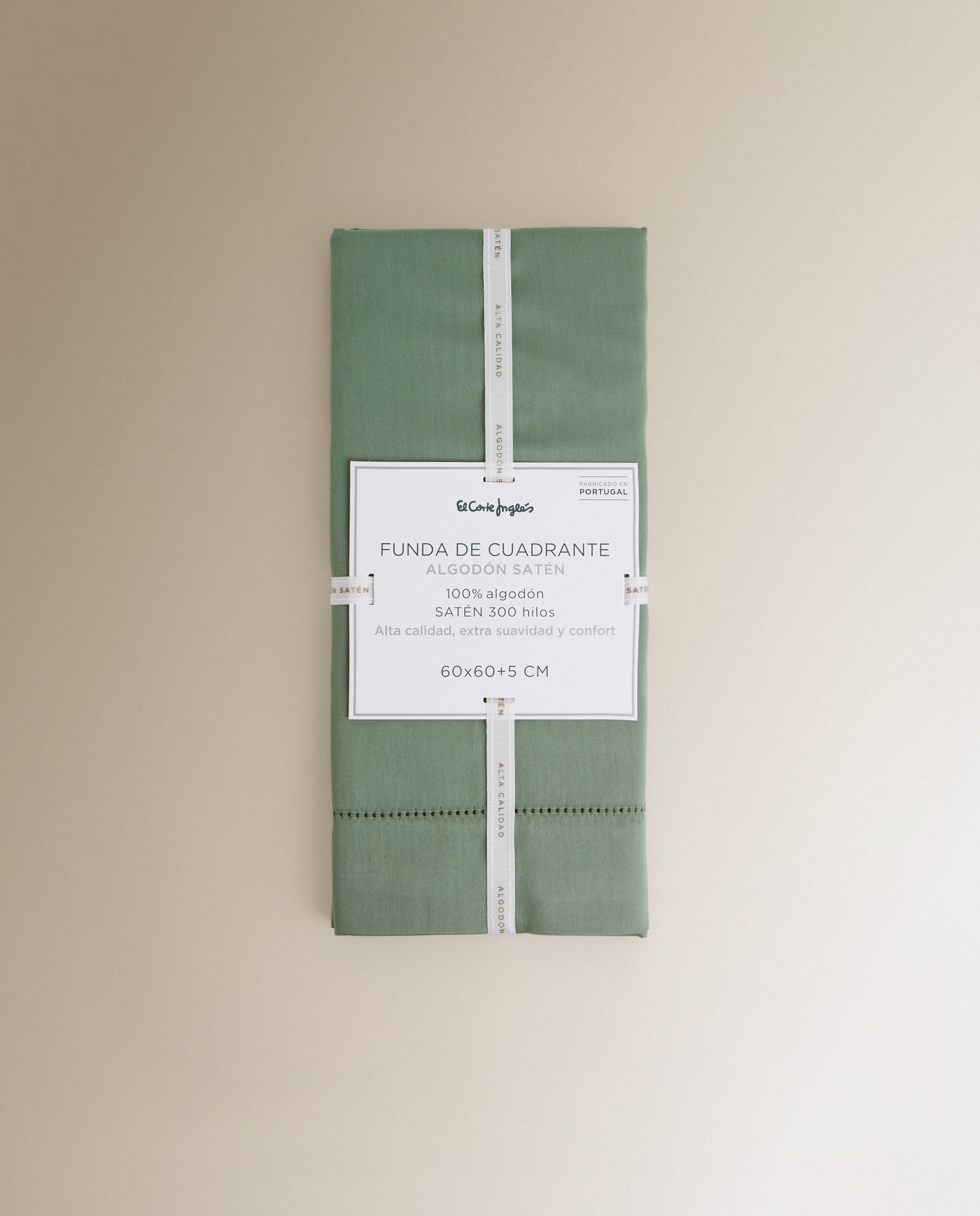 Imagen 5 de Funda de cuadrante Algodón Satén 300 hilos - Verde 60 x 60 cm Verde
