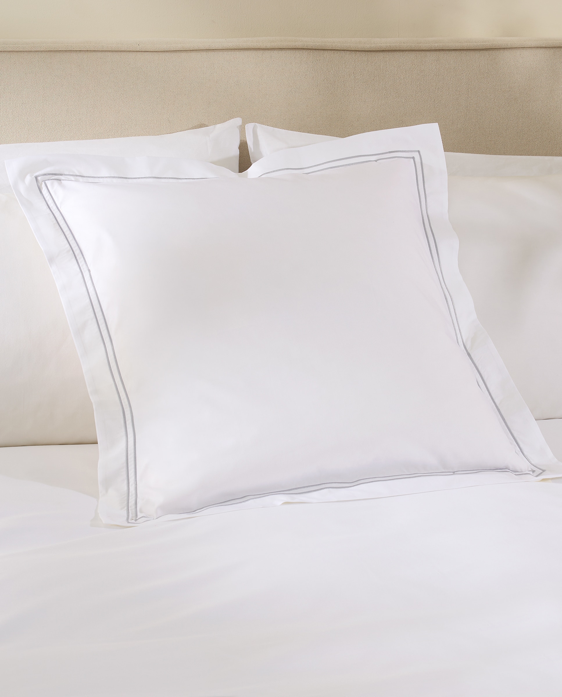 Capa de Almofada de Algodão Percal Egípcio Hotel - 400 Fios Cinzento-1