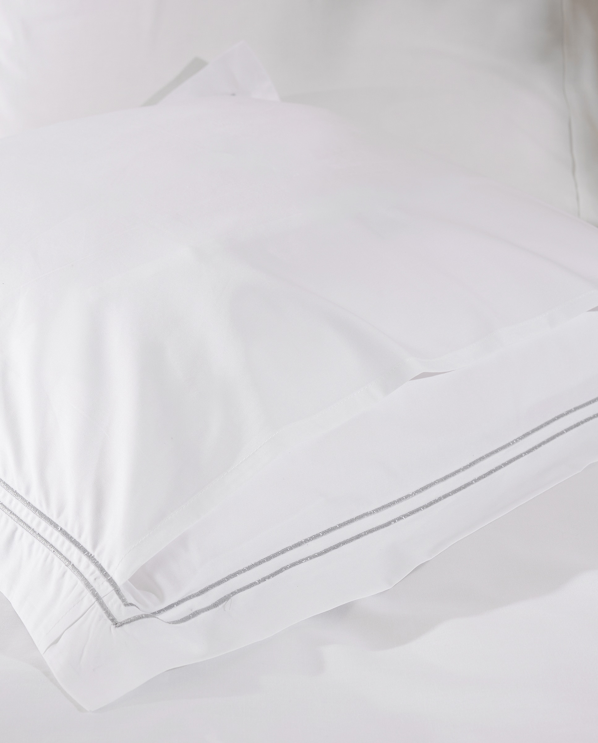 Capa de Almofada de Algodão Percal Egípcio Hotel - 400 Fios Cinzento-4