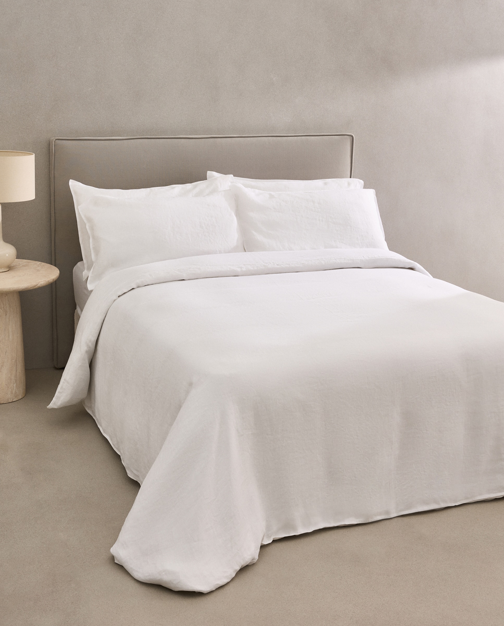 Funda nórdica Lino - Blanco Cama 180 cm Blanco-1