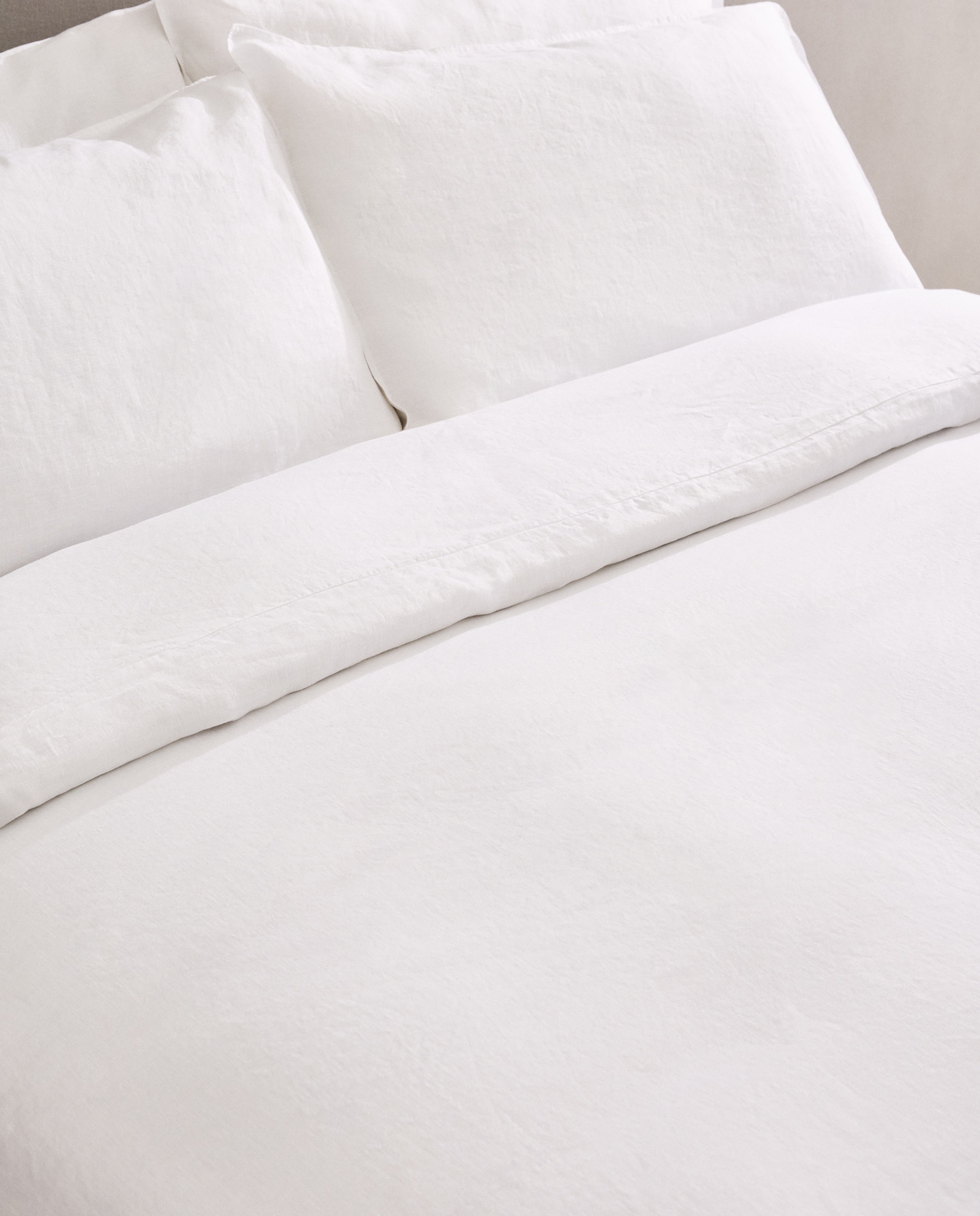 Funda nórdica Lino - Blanco Cama 180 cm Blanco-3