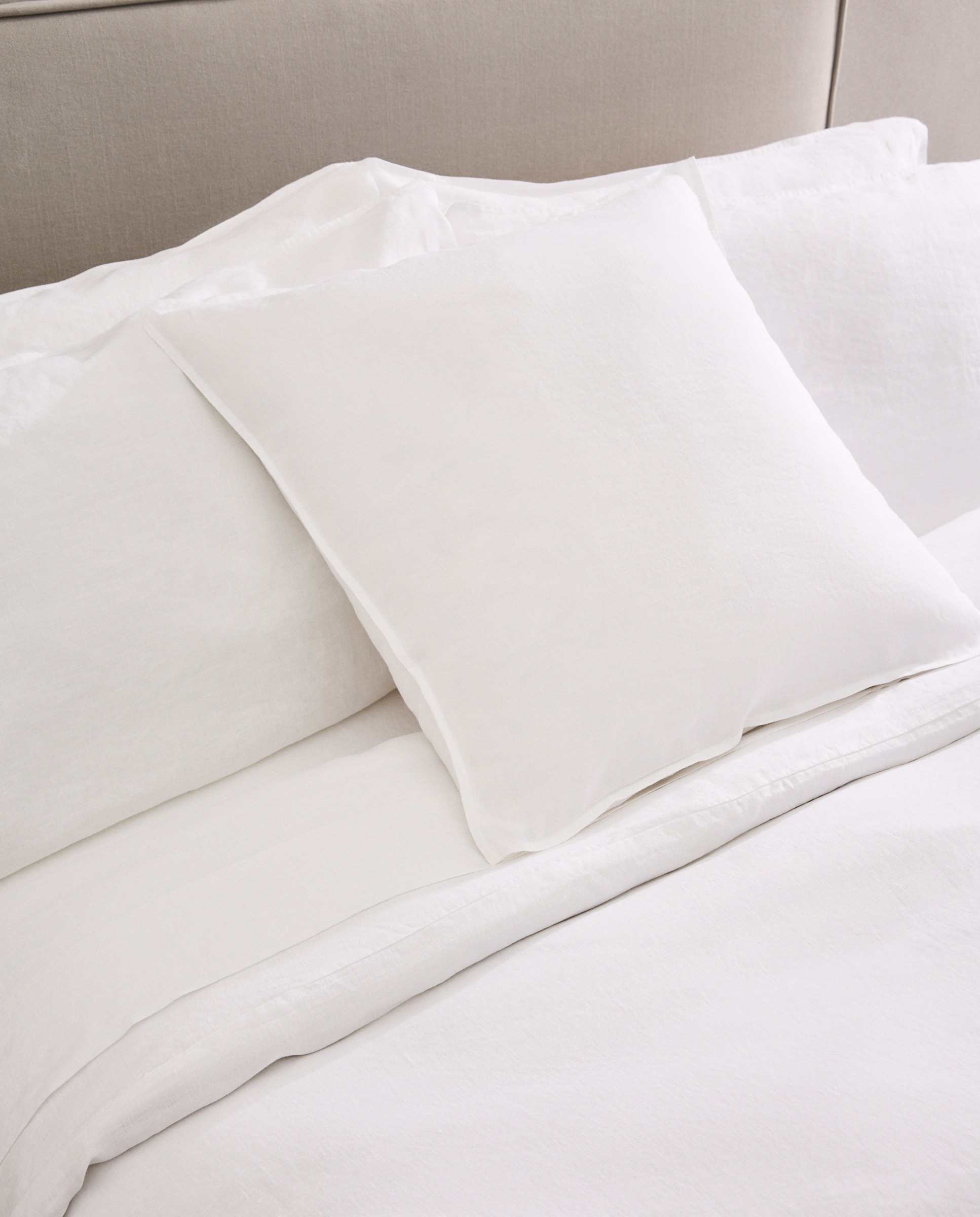 Funda nórdica Lino - Blanco Cama 180 cm Blanco-6