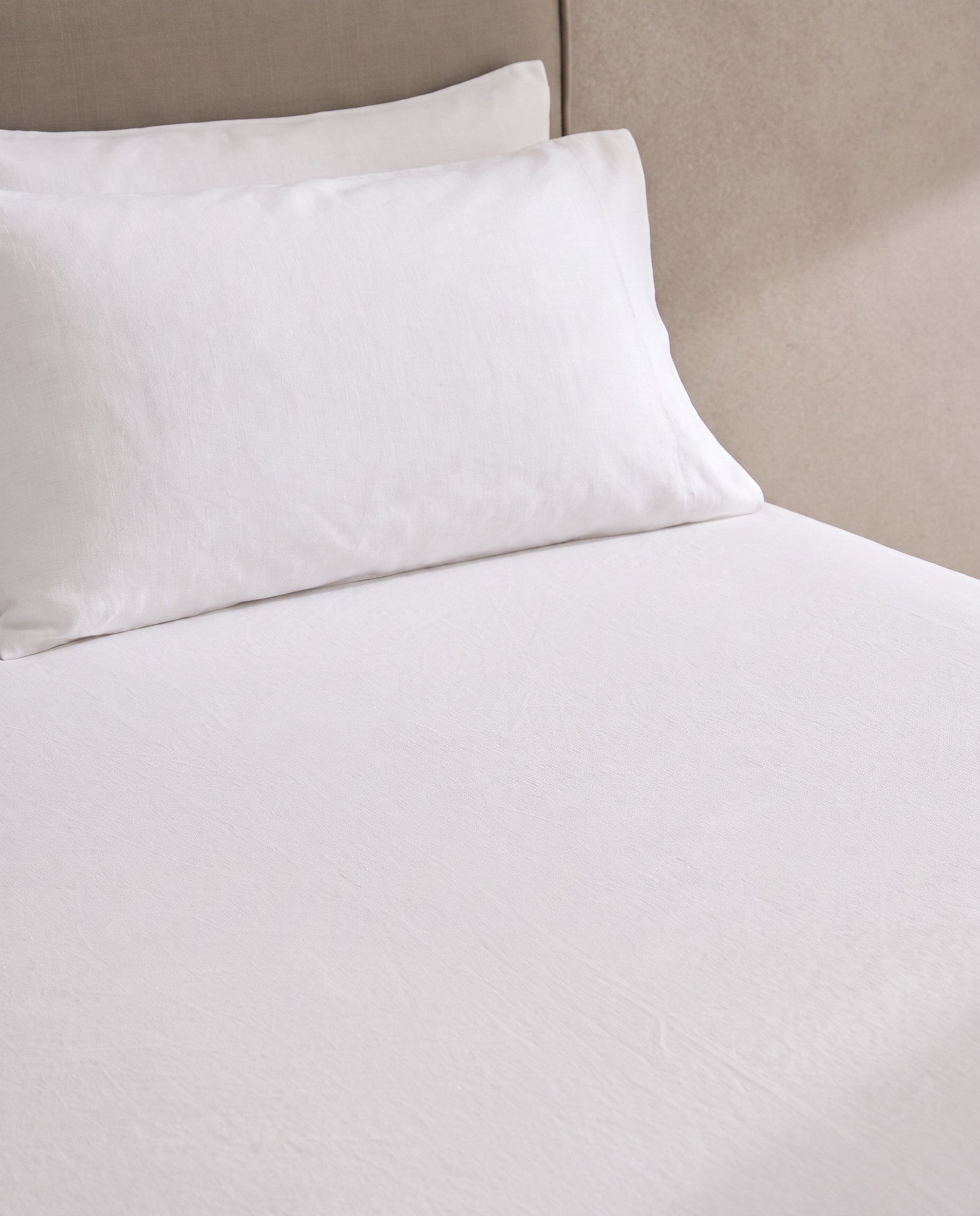 Sábana bajera Lino - Blanco Cama 180 cm Blanco-1