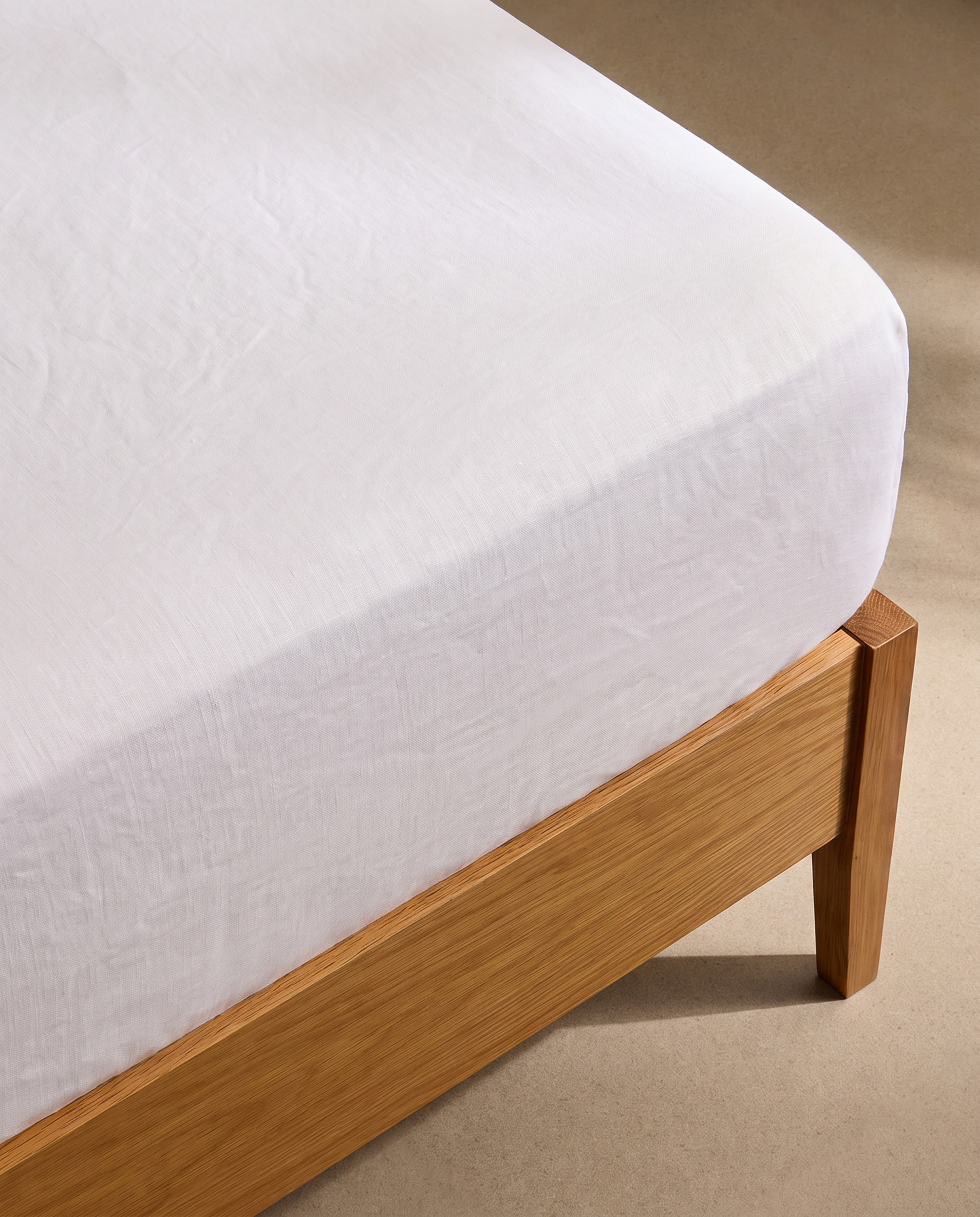 Sábana bajera Lino - Blanco Cama 180 cm Blanco-2