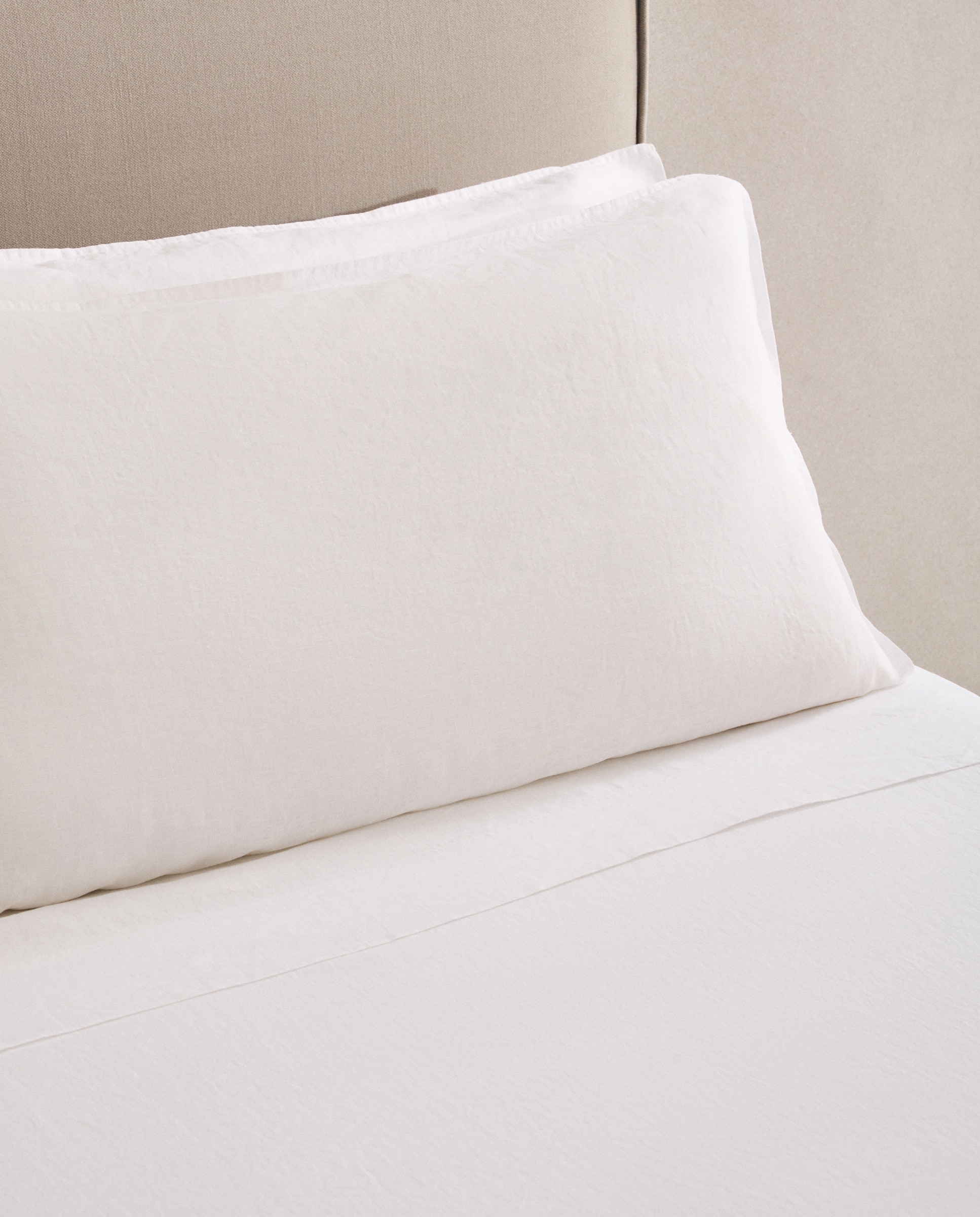 Juego de 2 fundas de almohada Lino - Blanco 45 x 75 cm Blanco-1