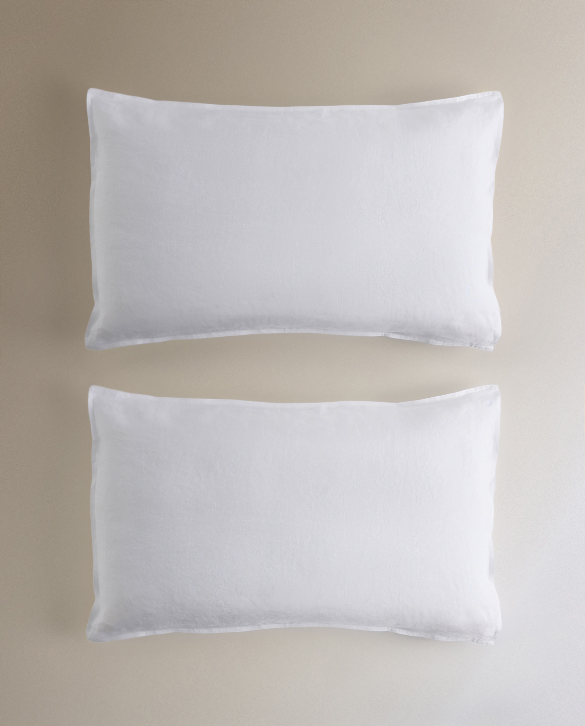 Juego de 2 fundas de almohada Lino - Blanco 45 x 75 cm Blanco-2