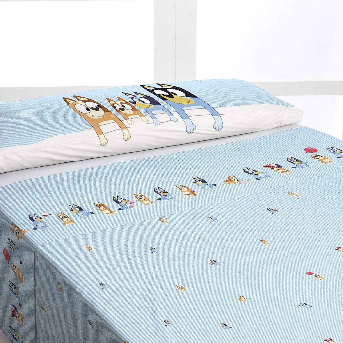 Juego de sábanas algodón Bluey Rayas BBC Multicolor-1