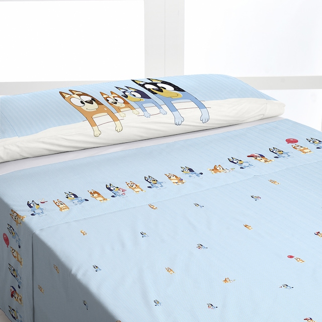 Imagen 0 de Juego de sábanas algodón Bluey Rayas BBC