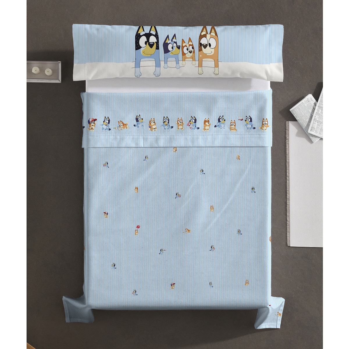 Juego de sábanas algodón Bluey Rayas BBC Multicolor-3