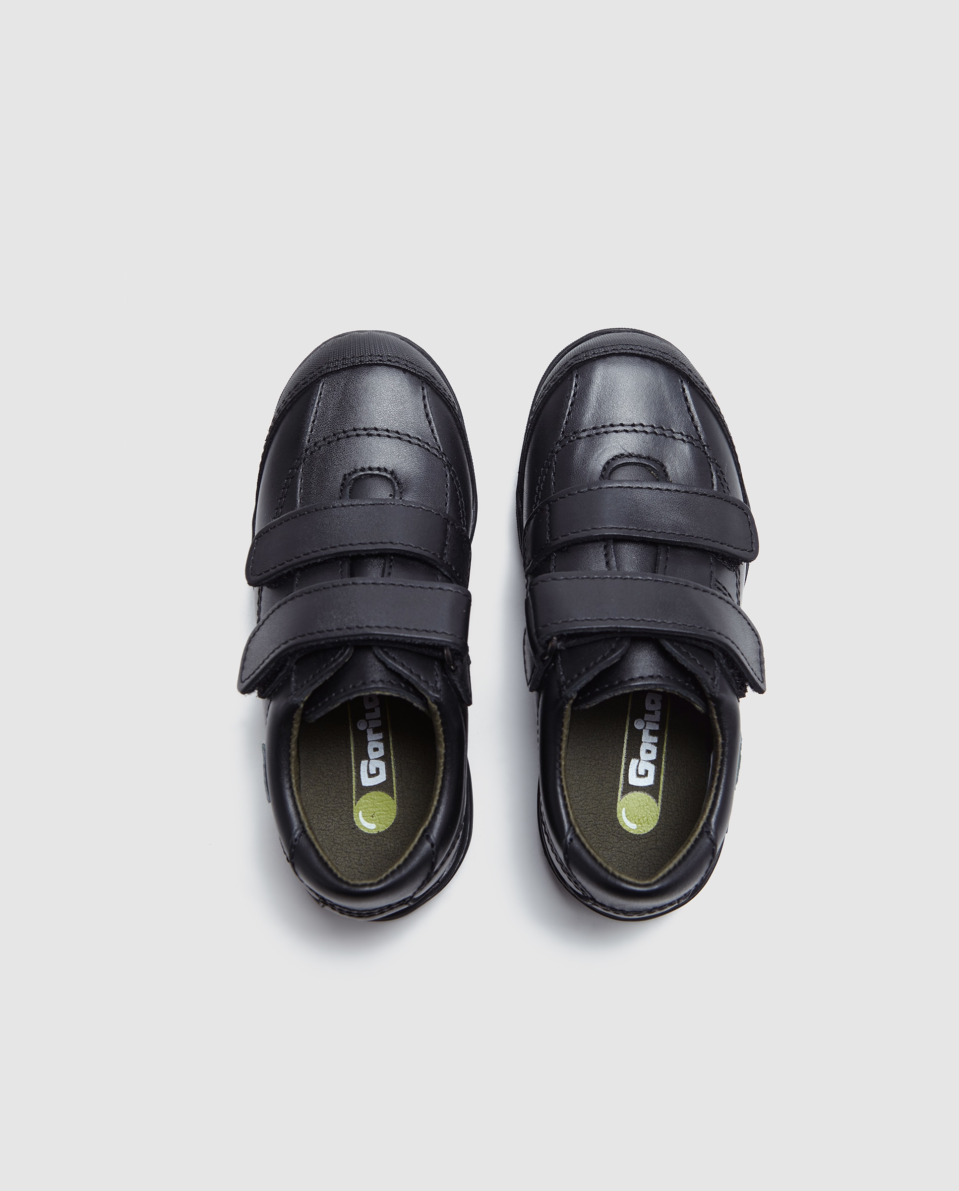 Bluchers em pele com fecho aderente Gorila Preto-4