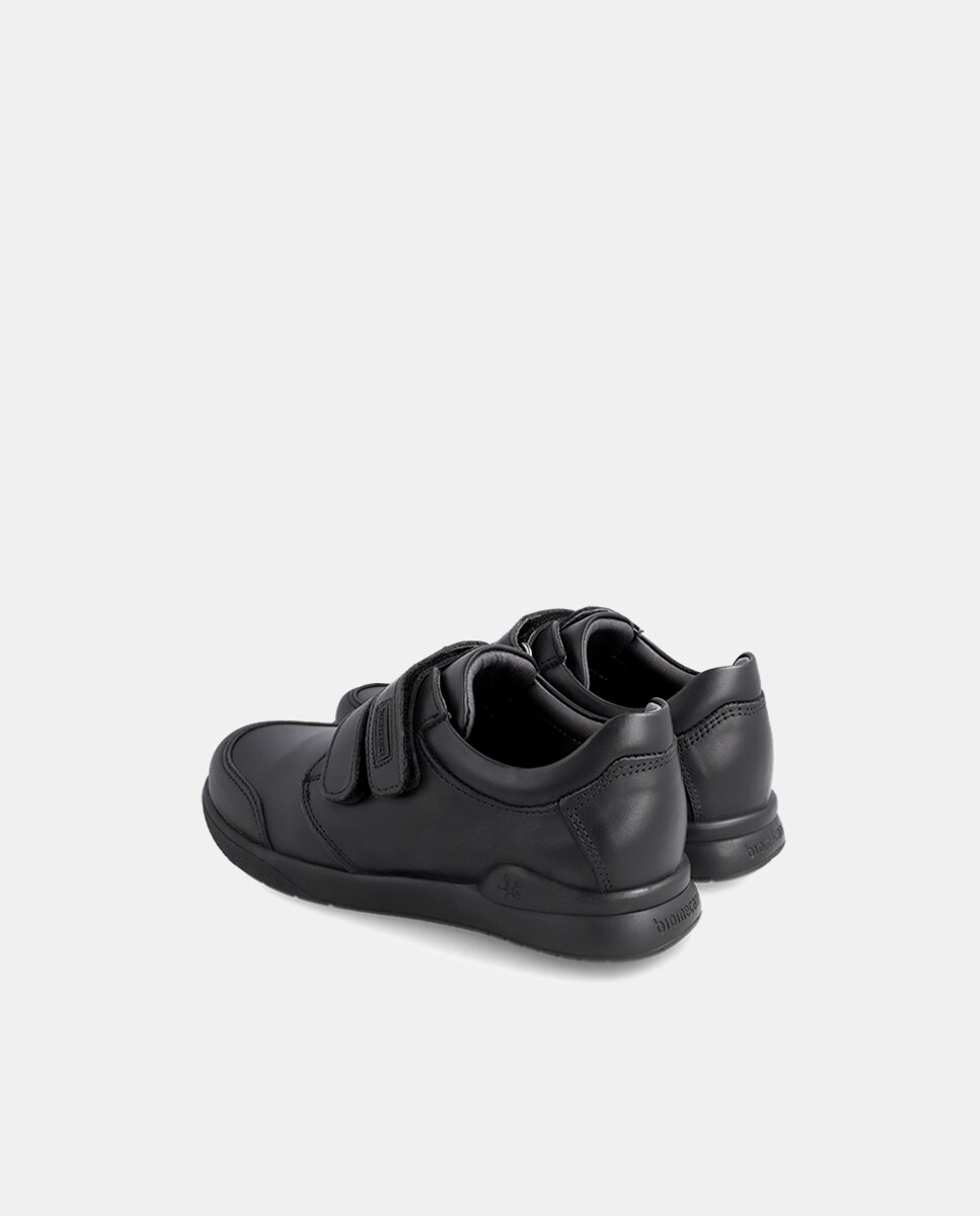 Zapatos de niña en napa de color marrón con cierre adherente - Biomecanics - Negro Negro-5