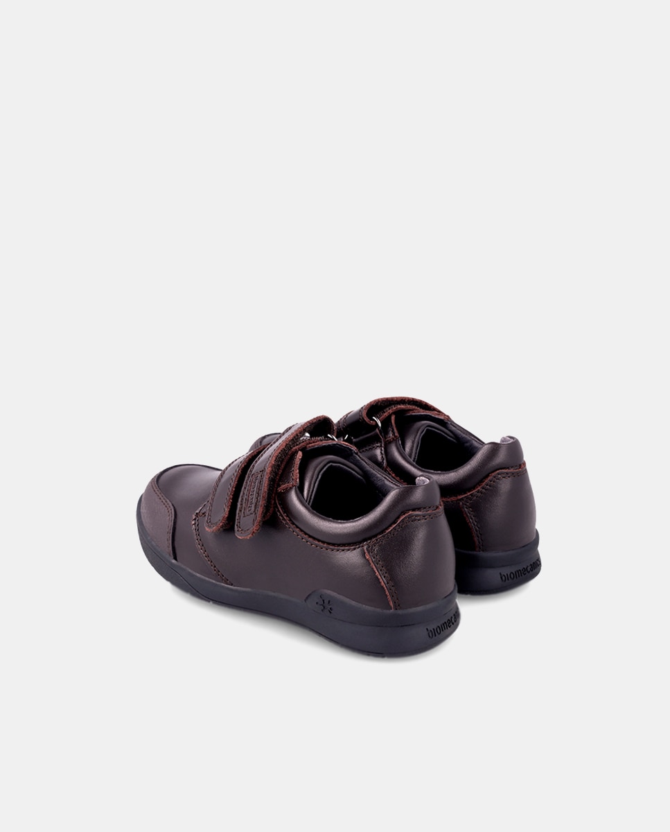 Sapatos com Fecho Aderente e em Pele - Castanho Biomecanics Castanho-claro-5