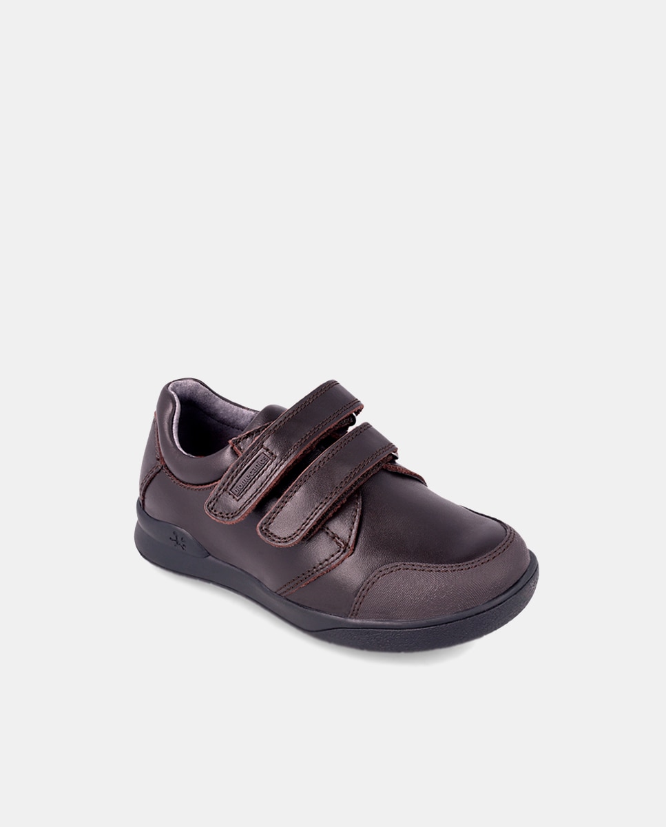 Sapatos com Fecho Aderente e em Pele - Castanho Biomecanics Castanho-claro-6