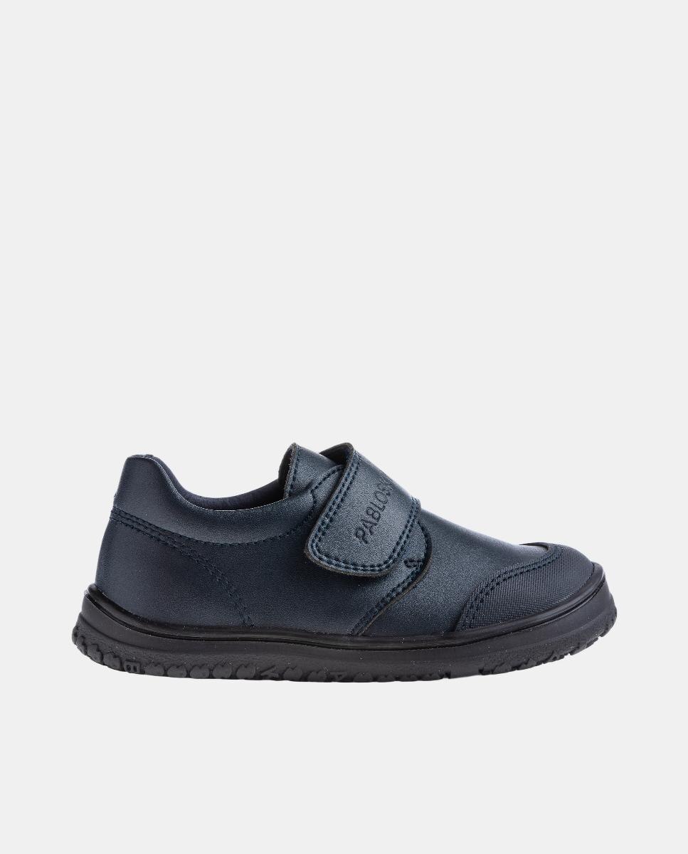 Mocassins em Pele com Fecho Aderente para Uniforme Escolar Pablosky Azul-2