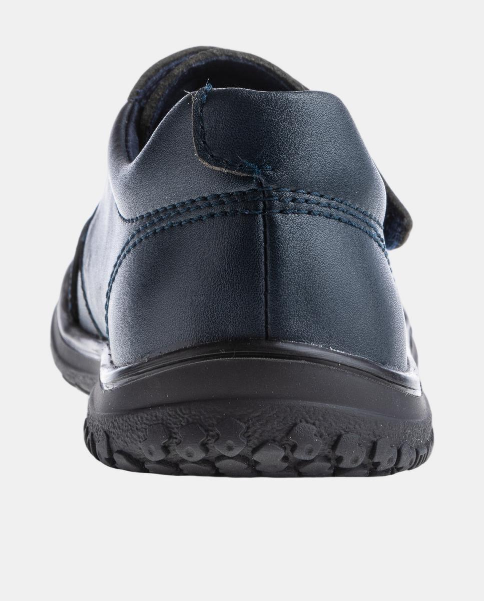 Mocassins em Pele com Fecho Aderente para Uniforme Escolar Pablosky Azul-3