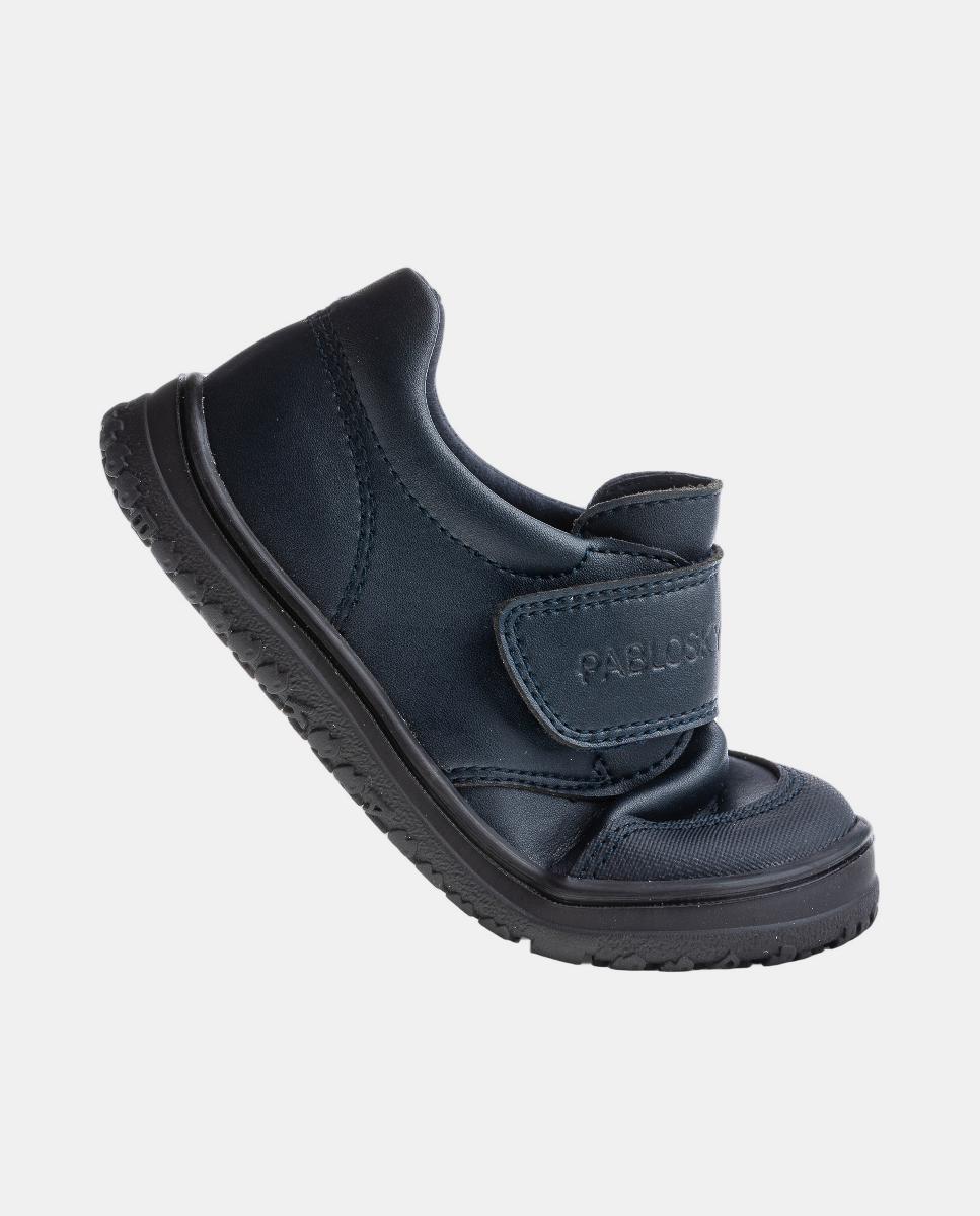 Mocassins em Pele com Fecho Aderente para Uniforme Escolar Pablosky Azul-5