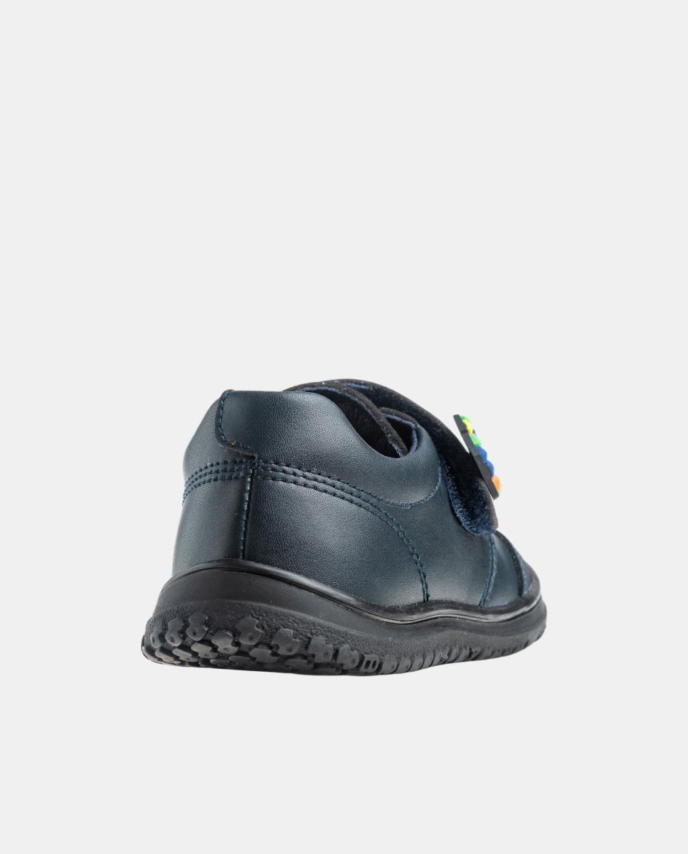 Mocassins em Pele com Fecho Aderente para Uniforme Escolar Pablosky Azul-3