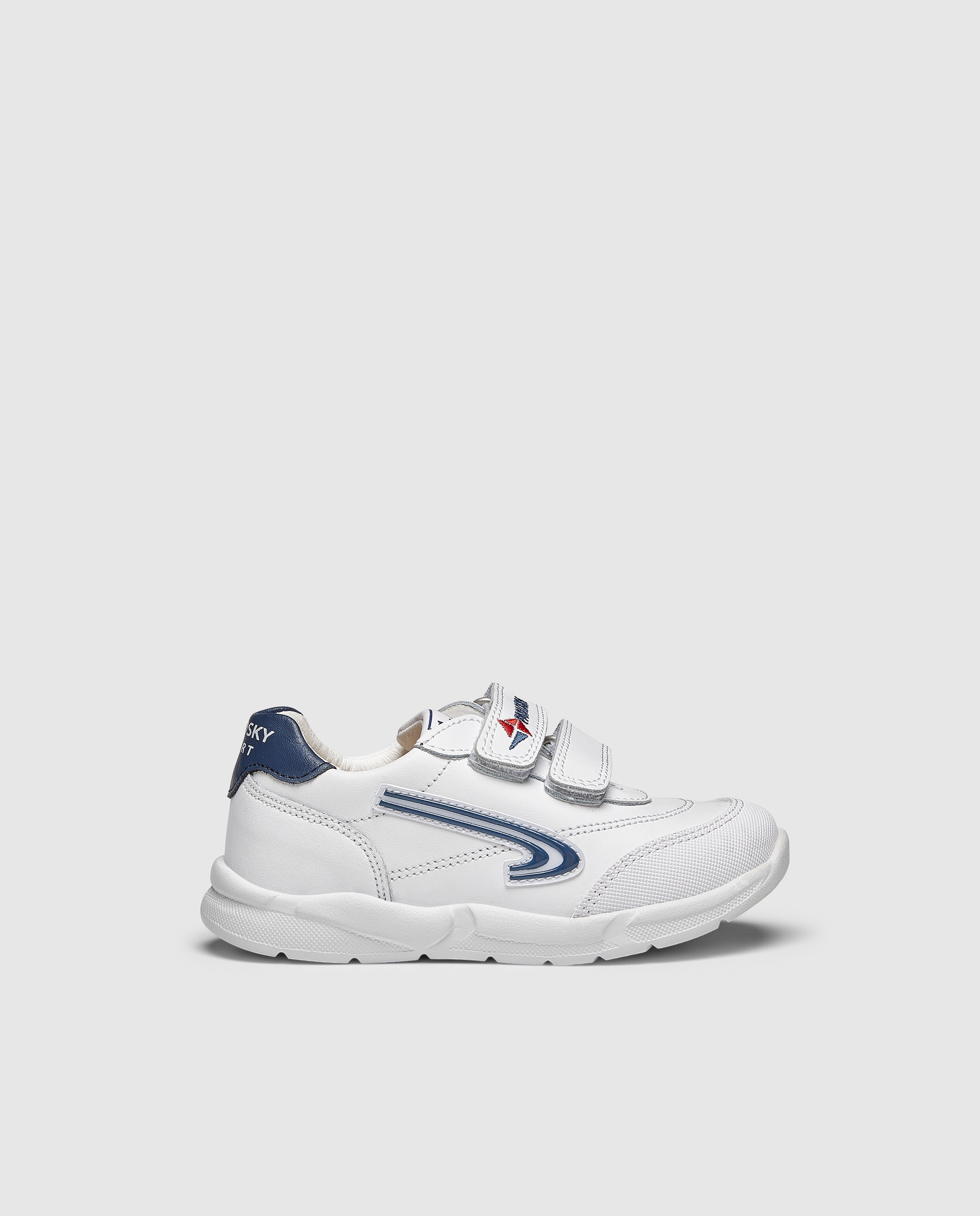 Sapatilhas desportivas em pele com fecho aderente duplo Branco-1