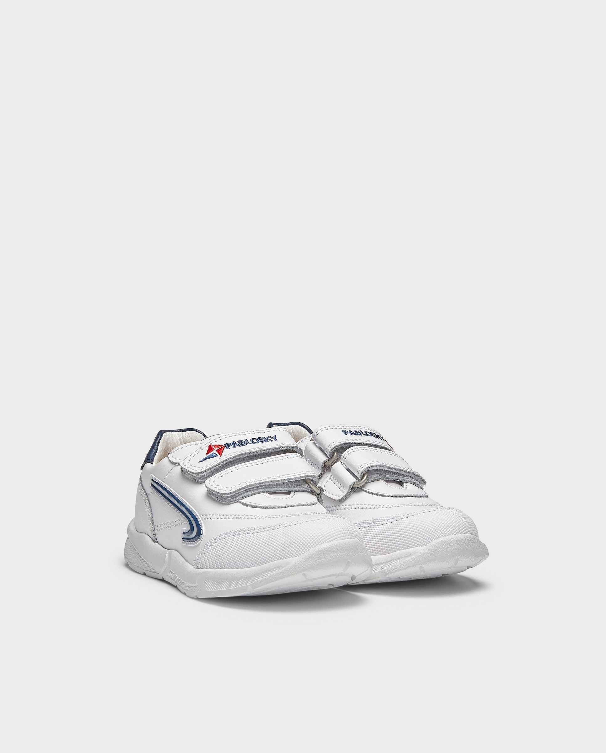Sapatilhas desportivas em pele com fecho aderente duplo Branco-2