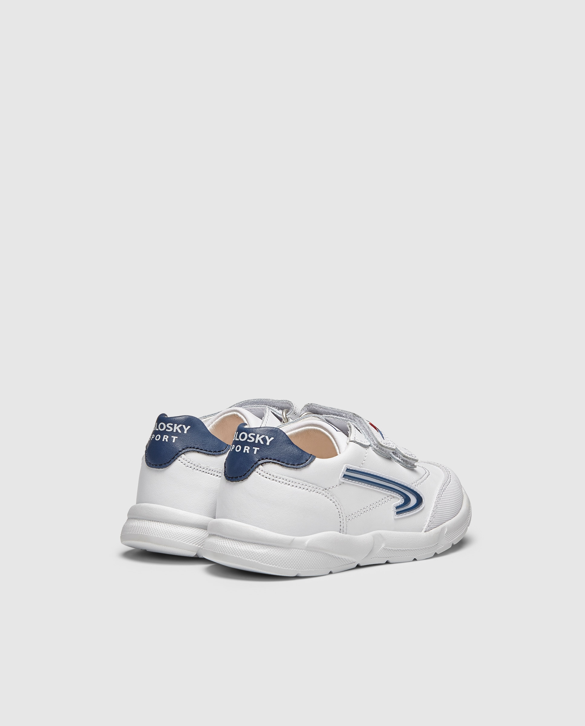 Sapatilhas desportivas em pele com fecho aderente duplo Branco-3