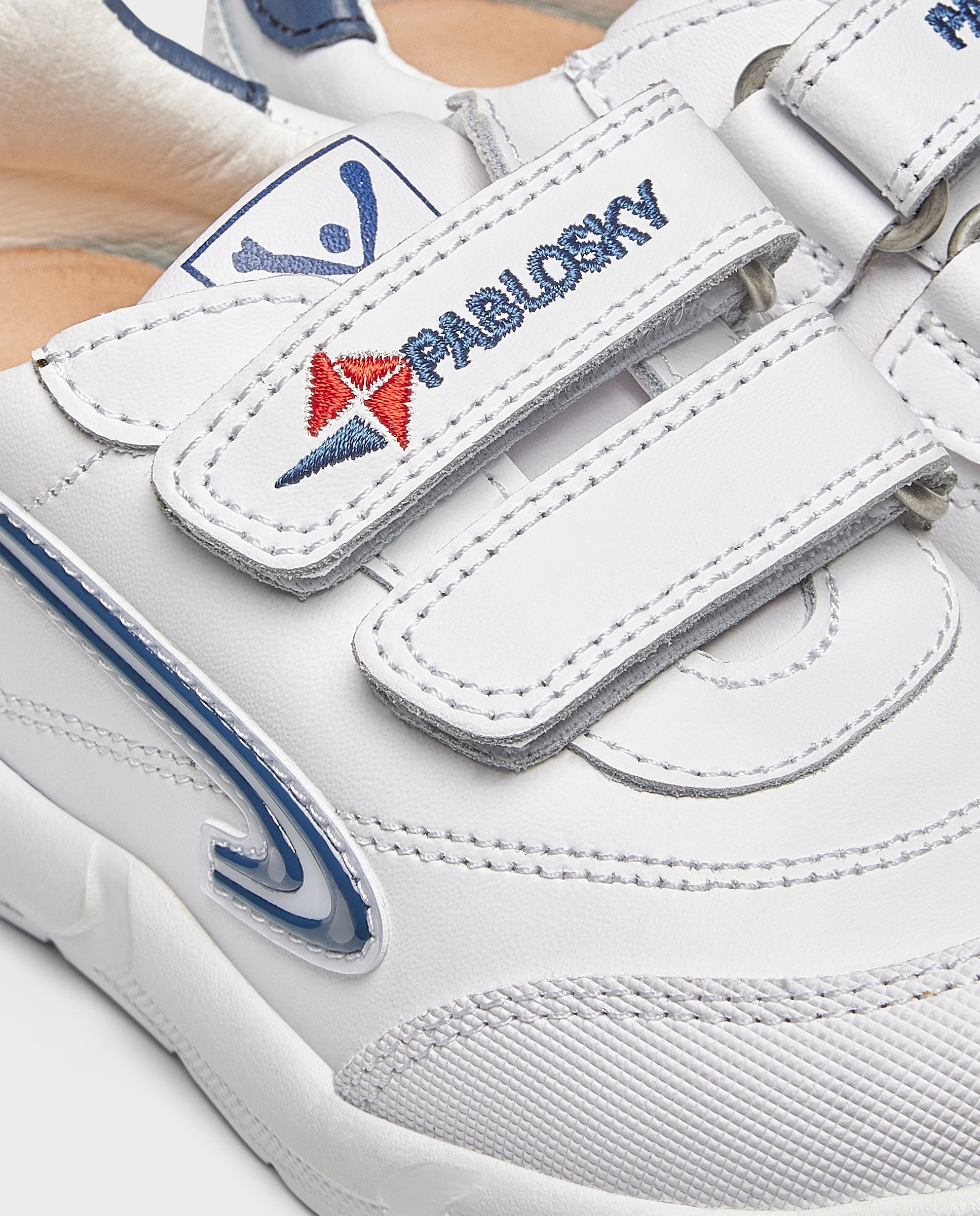 Sapatilhas desportivas em pele com fecho aderente duplo Branco-5