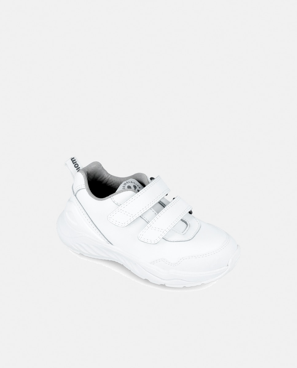Sapatilhas Tipo Running Baixas em Pele com Fecho Aderente Biomecanics Branco-8