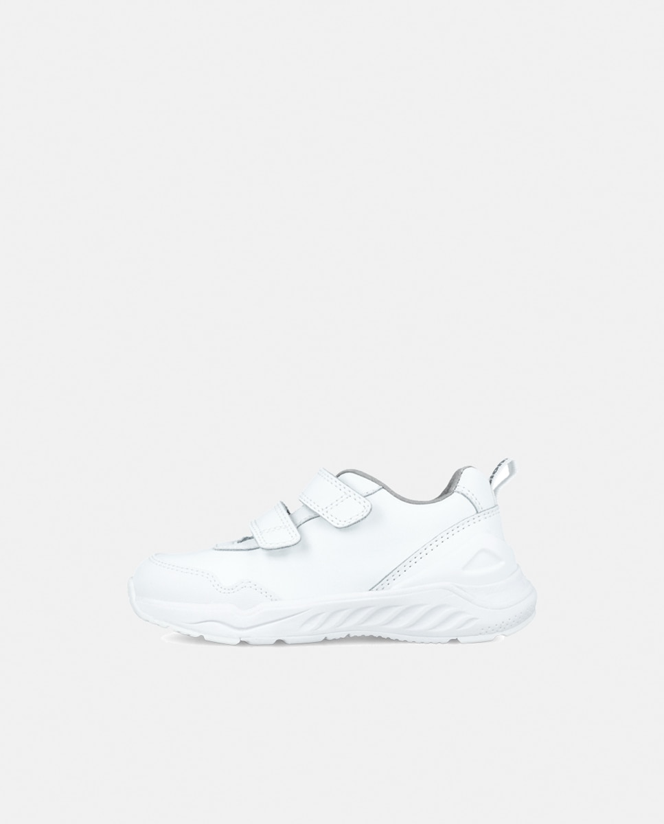 Sapatilhas Tipo Running Baixas em Pele com Fecho Aderente Biomecanics Branco-9