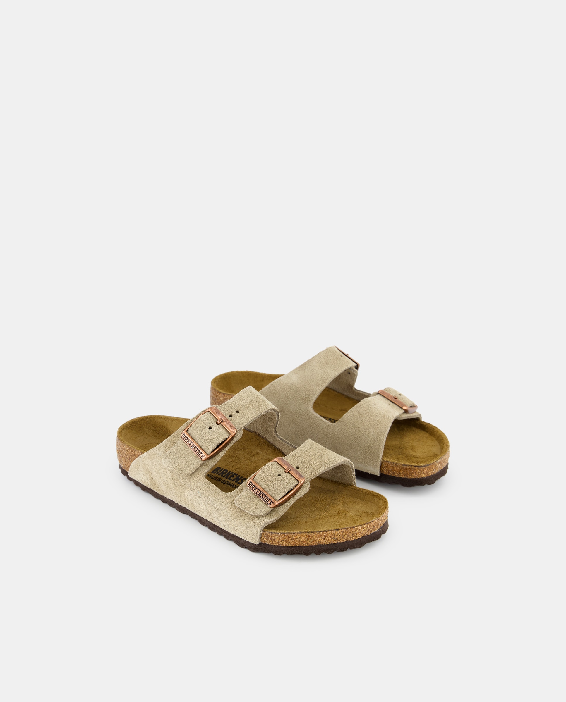 Sandálias Abertas Arizona em Camurça Birkenstock Taupe-2