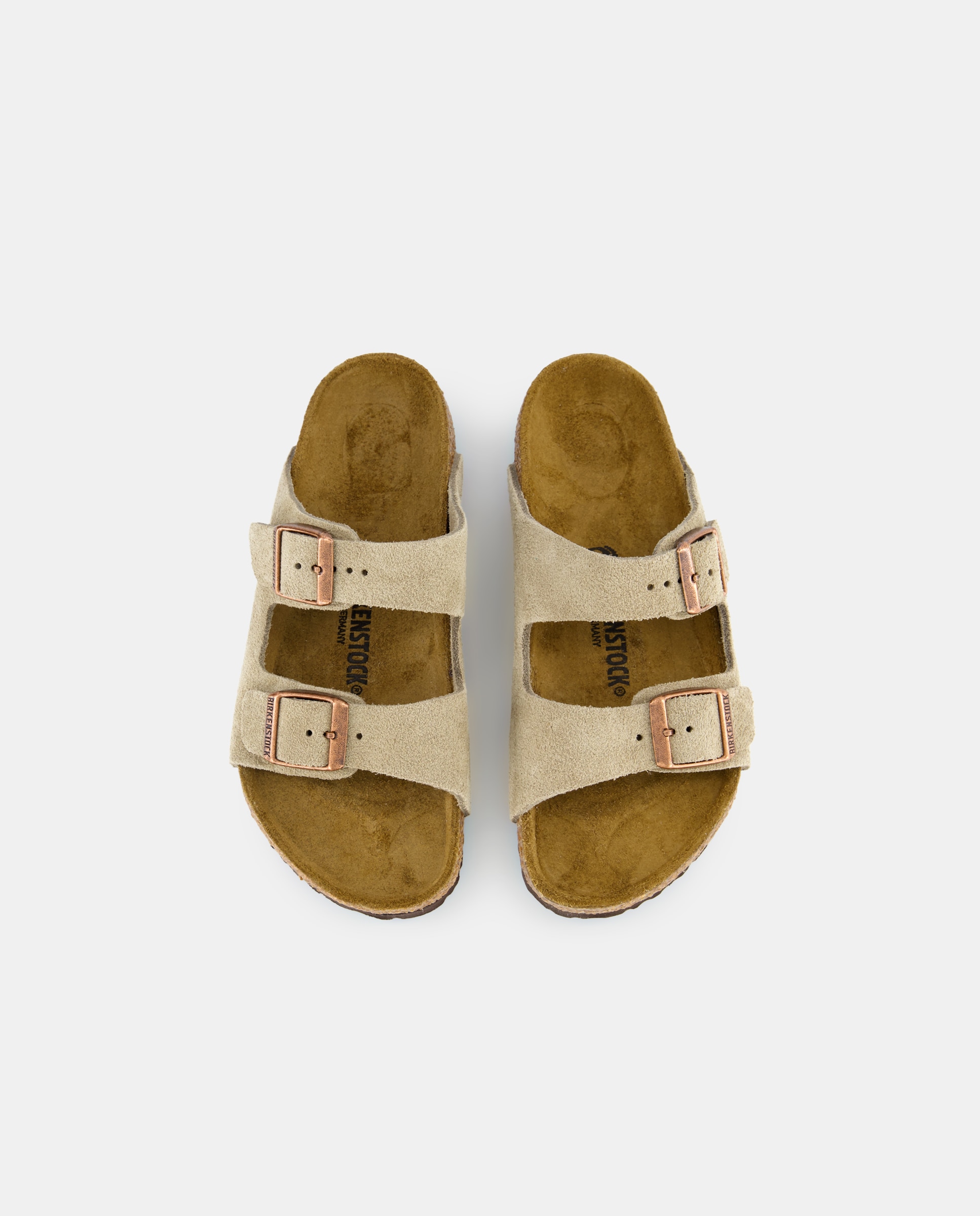 Sandálias Abertas Arizona em Camurça Birkenstock Taupe-4
