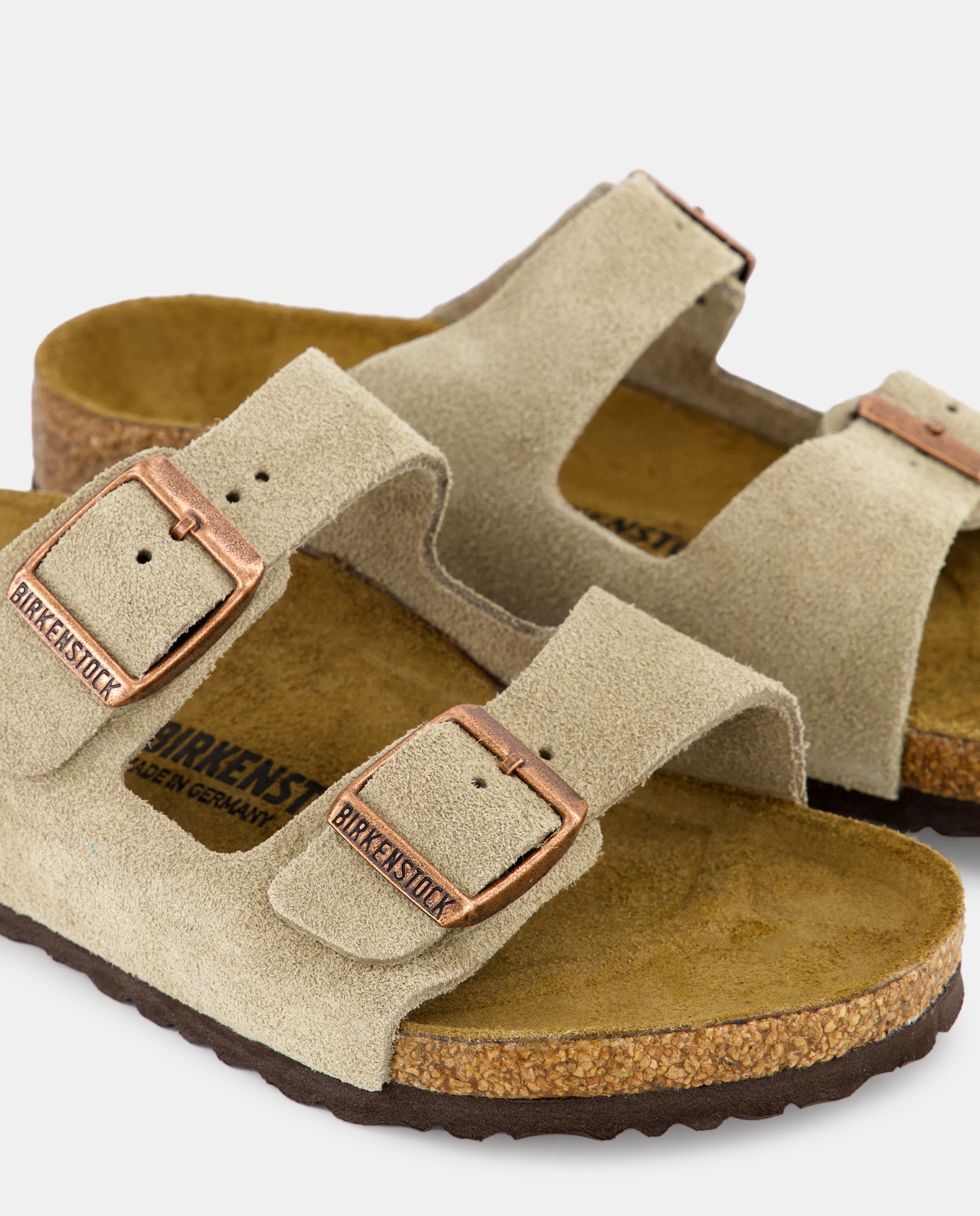 Sandálias Abertas Arizona em Camurça Birkenstock Taupe-5