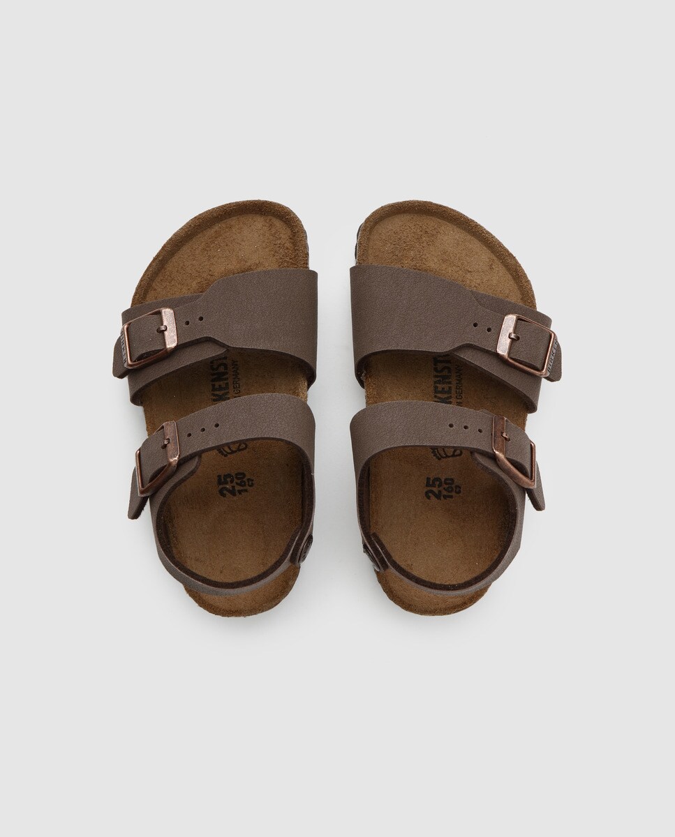 Sandálias de menino Birkenstock castanhas com dupla fivela Castanho-4