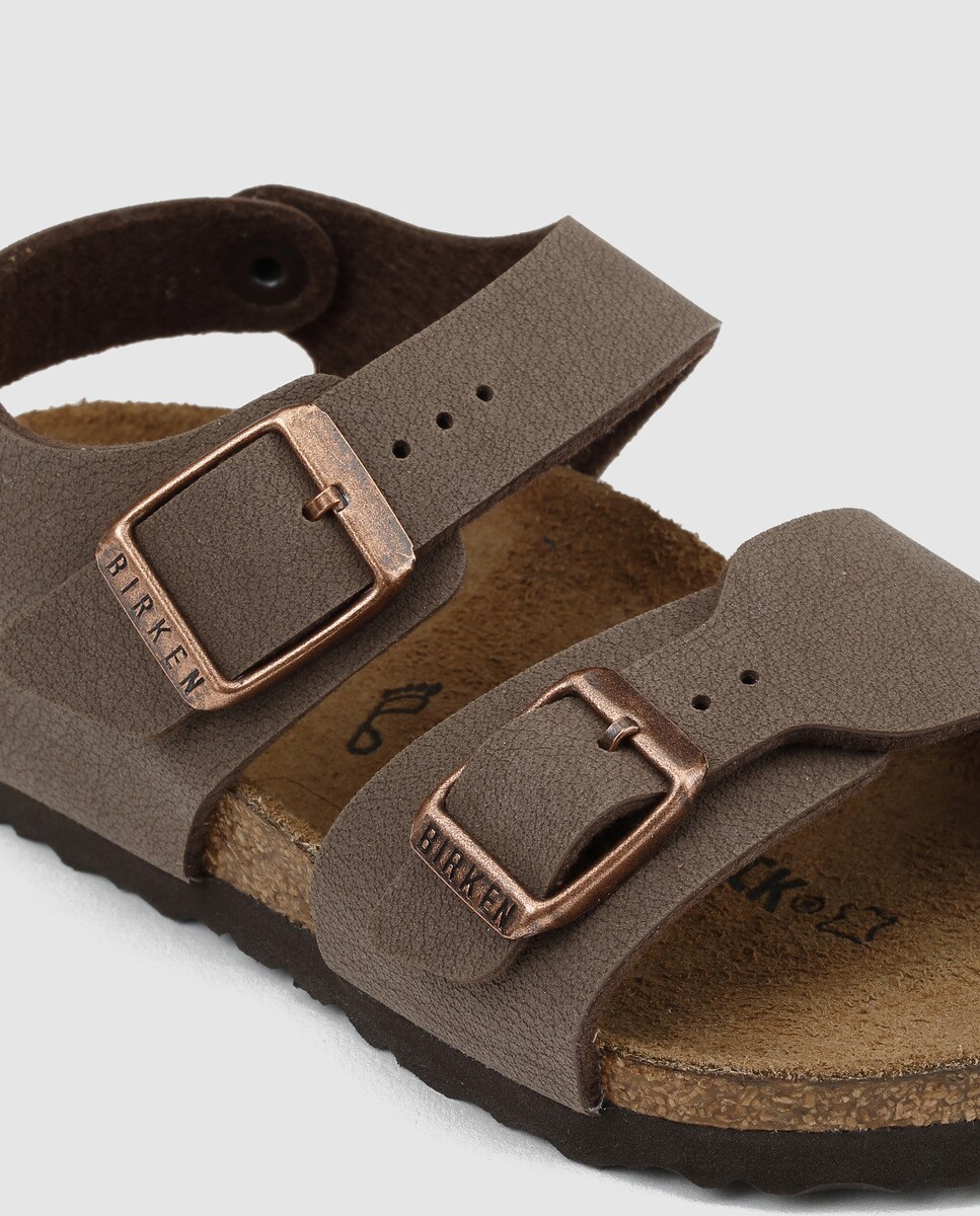 Sandálias de menino Birkenstock castanhas com dupla fivela Castanho-5