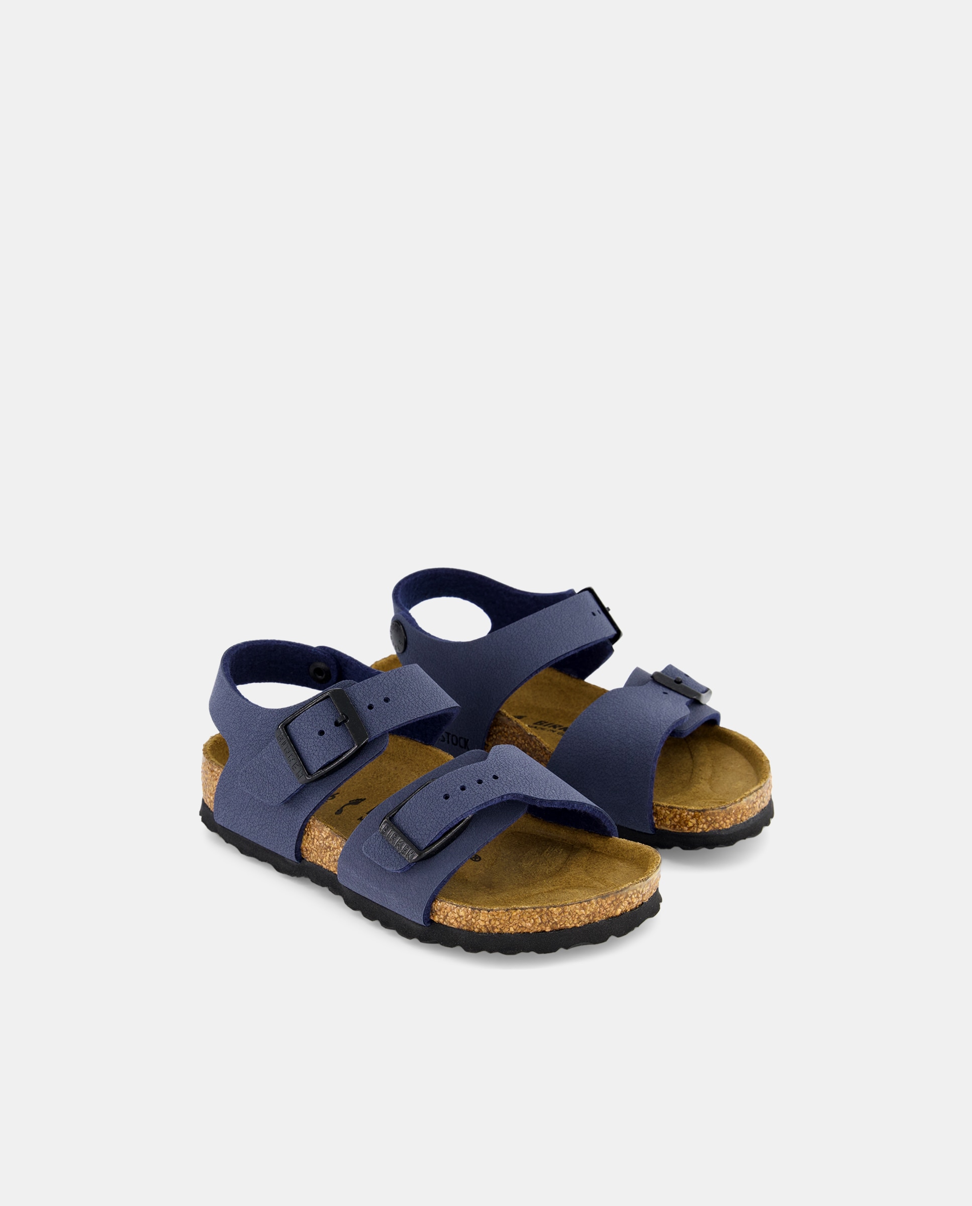 Sandálias de menino Birkenstock castanhas com dupla fivela Azul-marinho-2