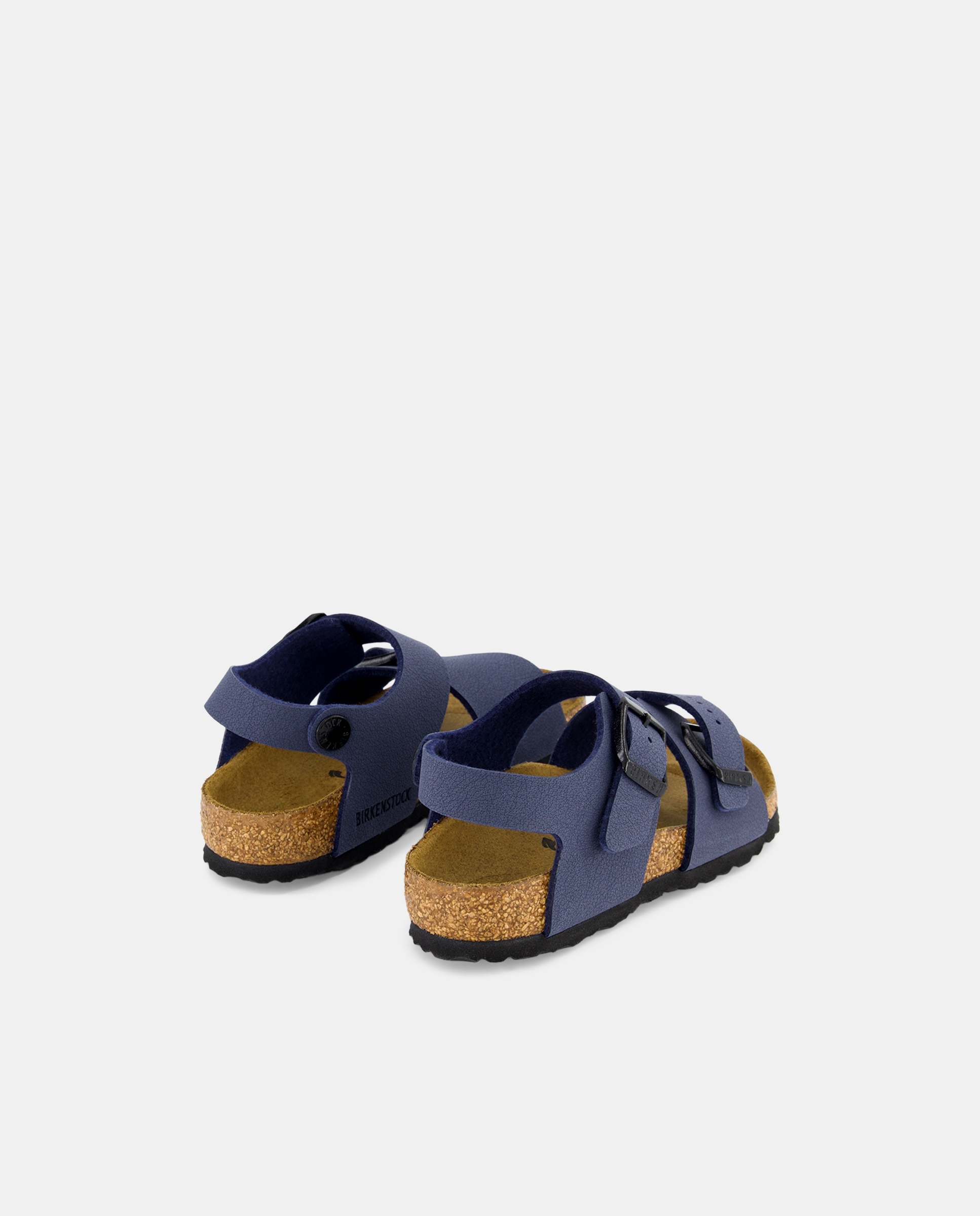 Sandálias de menino Birkenstock castanhas com dupla fivela Azul-marinho-3