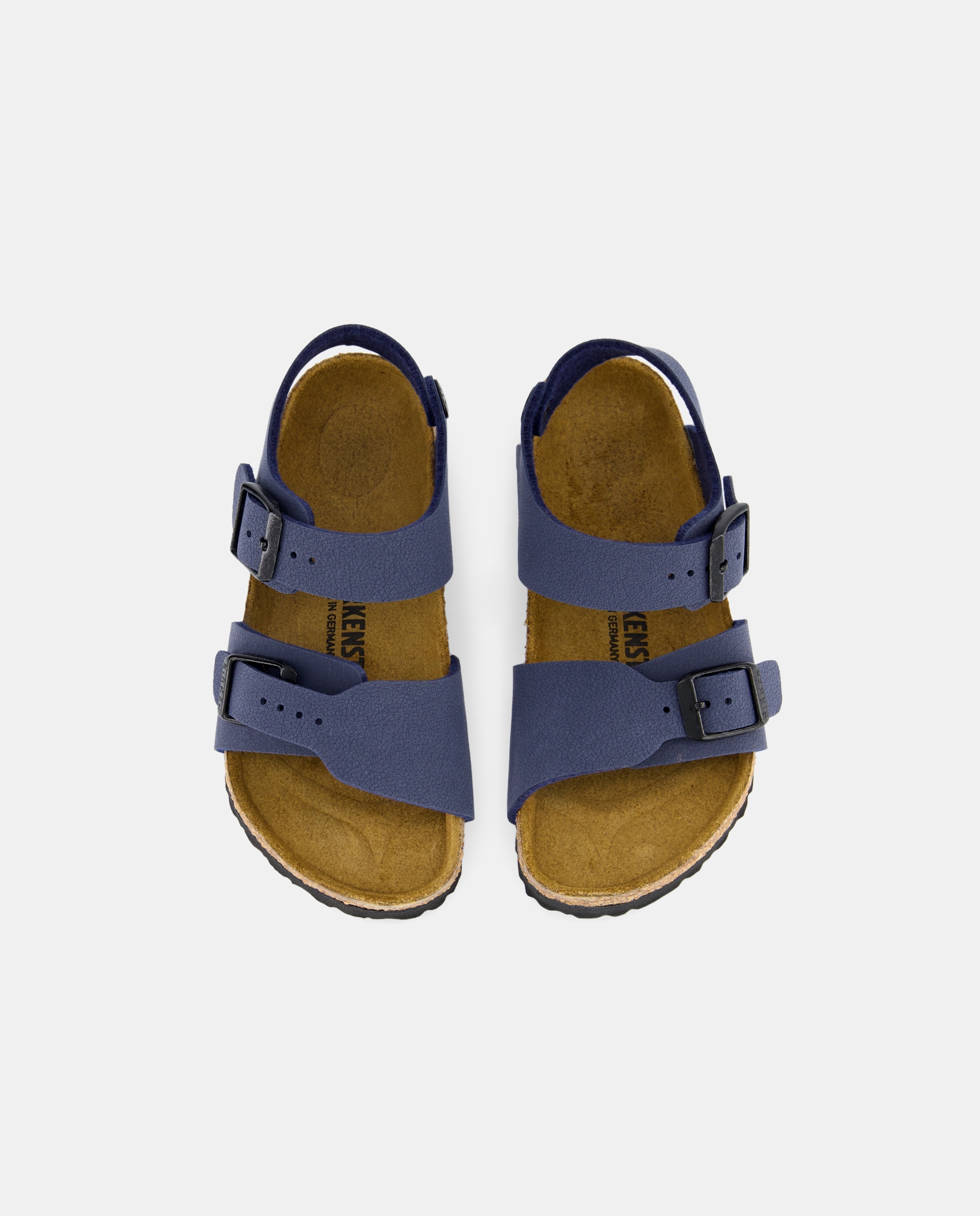 Sandálias de menino Birkenstock castanhas com dupla fivela Azul-marinho-4