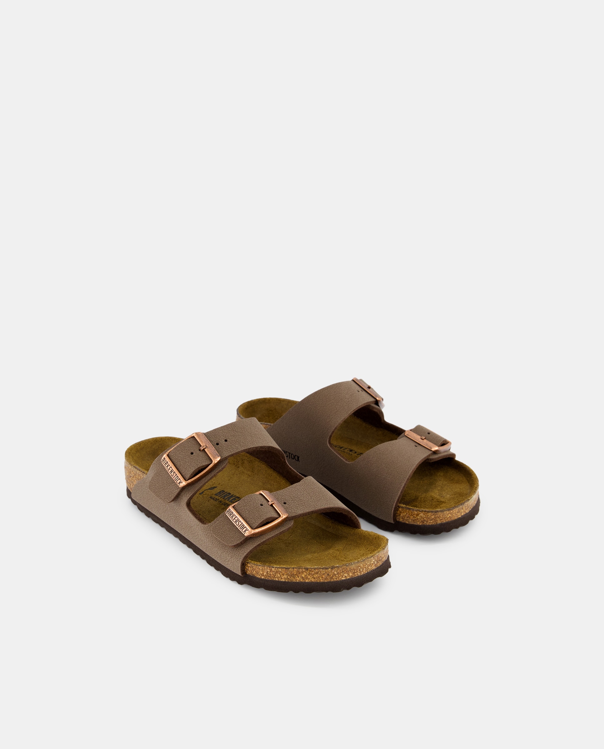 Sandálias Abertas Arizona em Couro Sintético Birkenstock Castanho-2