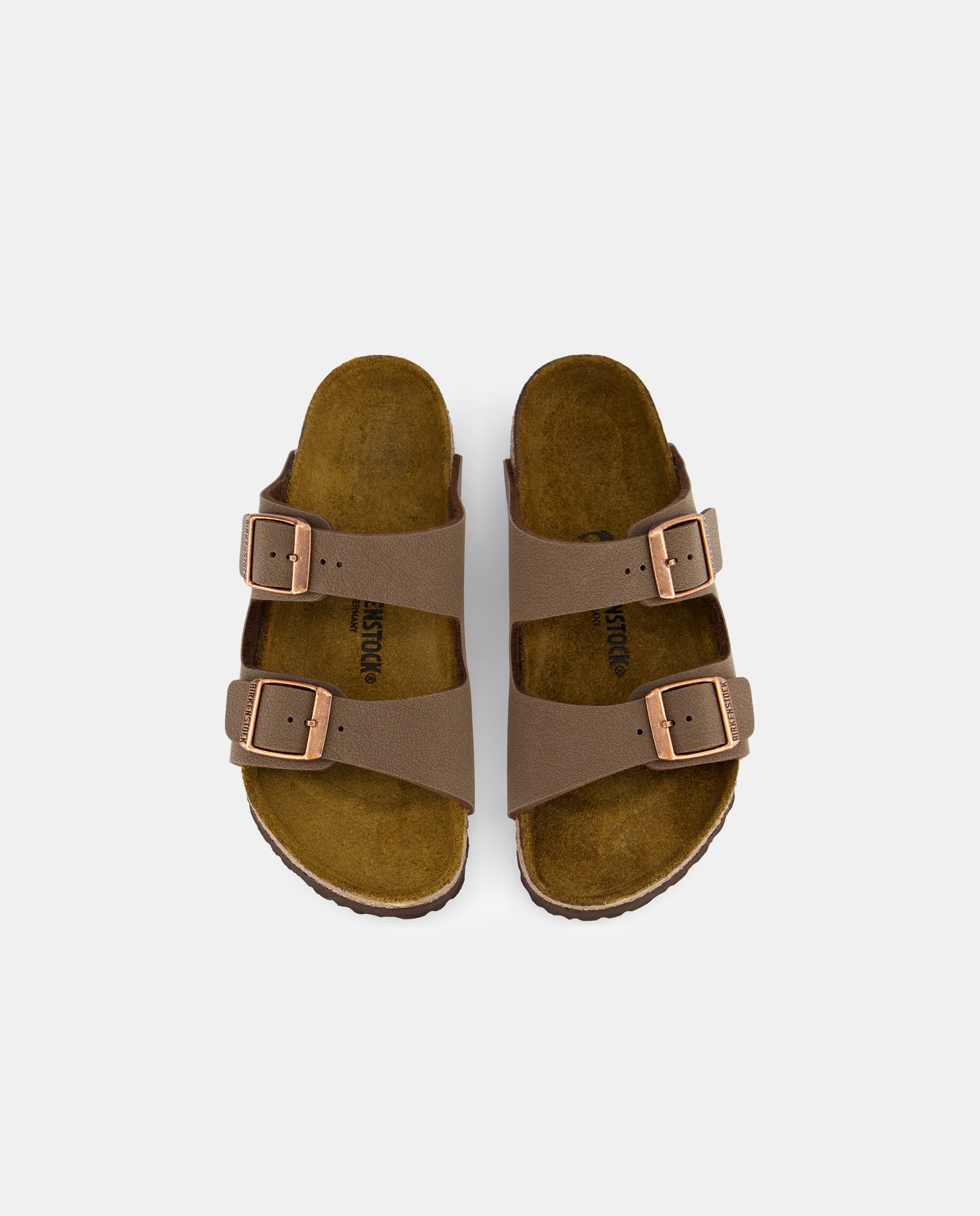 Sandálias Abertas Arizona em Couro Sintético Birkenstock Castanho-4