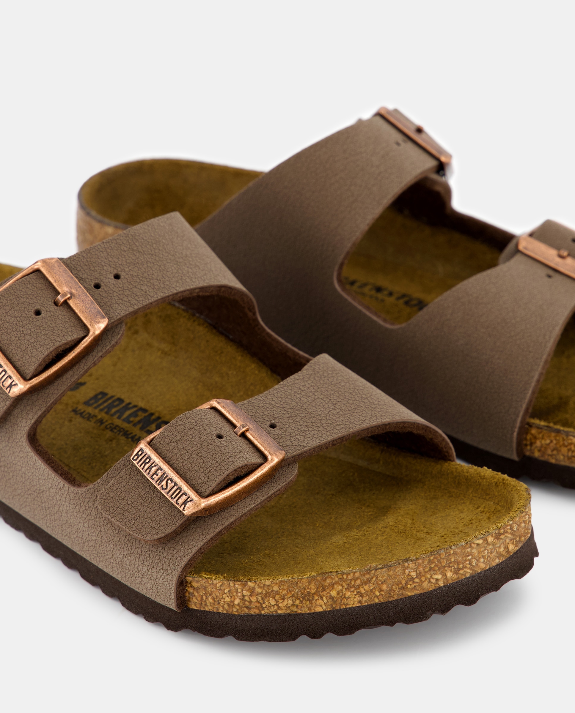Sandálias Abertas Arizona em Couro Sintético Birkenstock Castanho-5