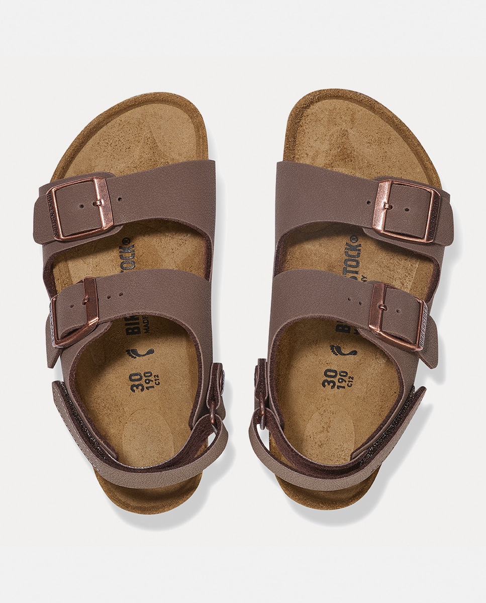 Sandálias Milano KIDS Birko Flor em Nobuck Birkenstock Castanho-3