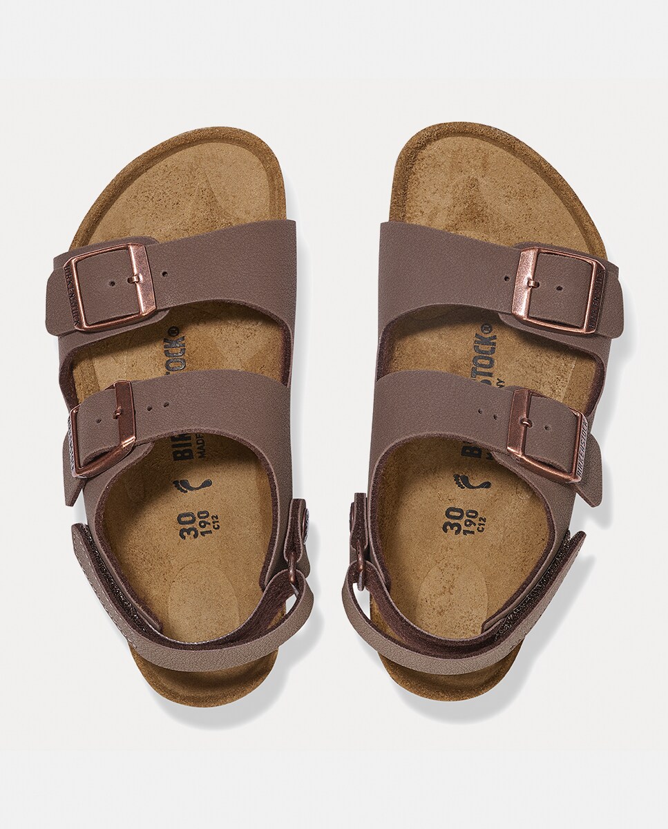 Sandálias Milano KIDS Birko Flor em Nobuck Castanho-3