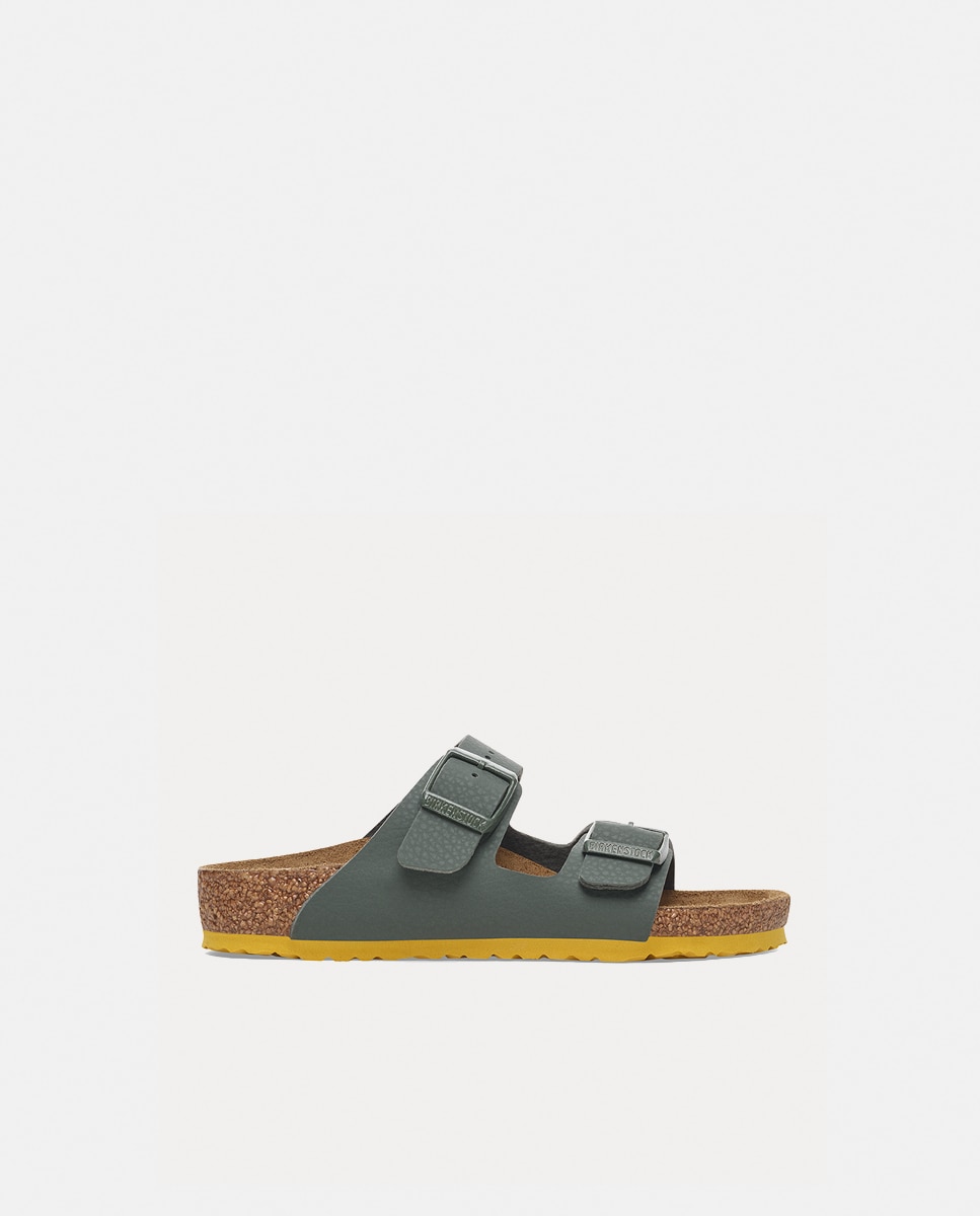 Sandálias Arizona KIDS Birko Flor com Sola em Contraste Birkenstock Verde-militar-1